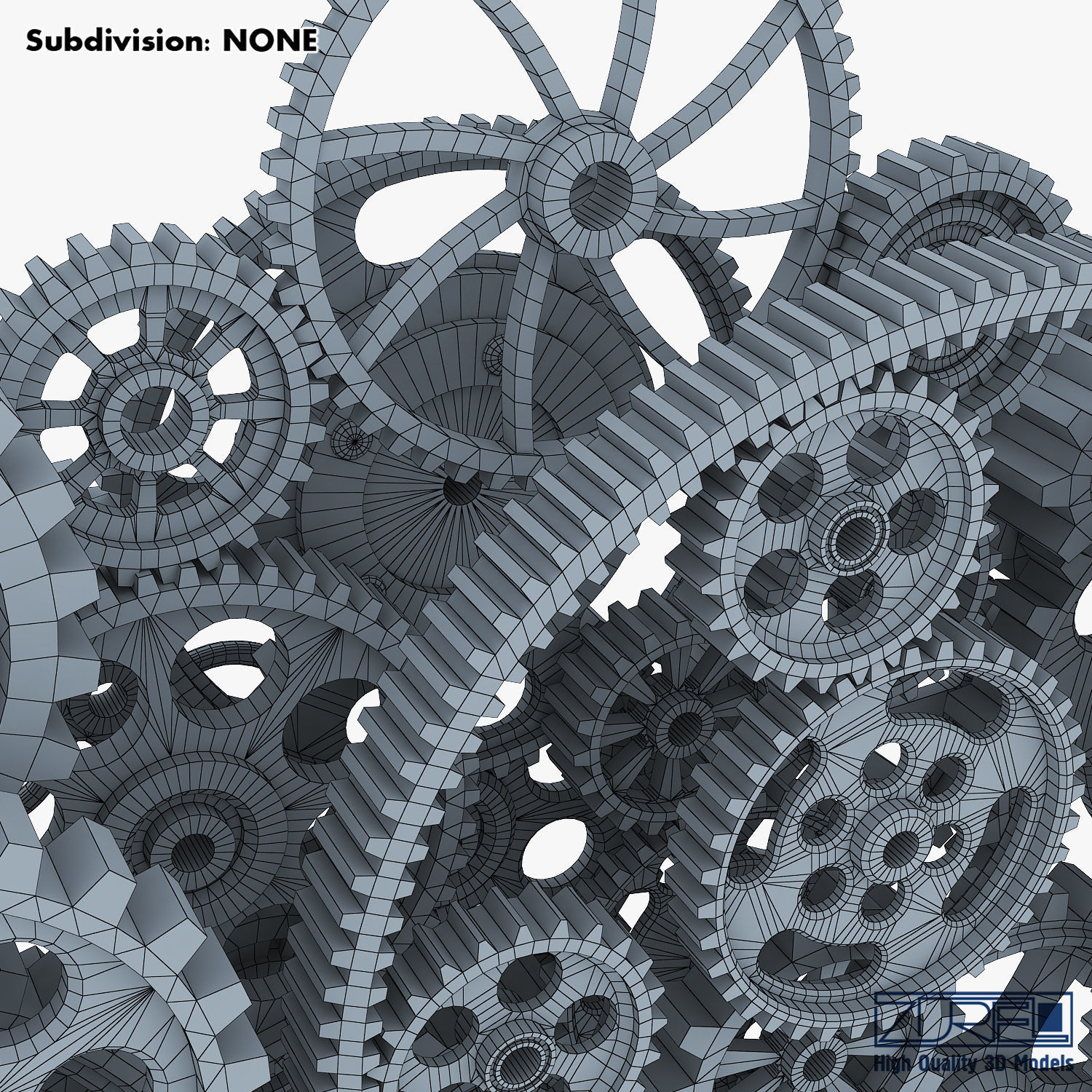 Gear Mechanism Low Poly v 2 Low-poly 3D model_47