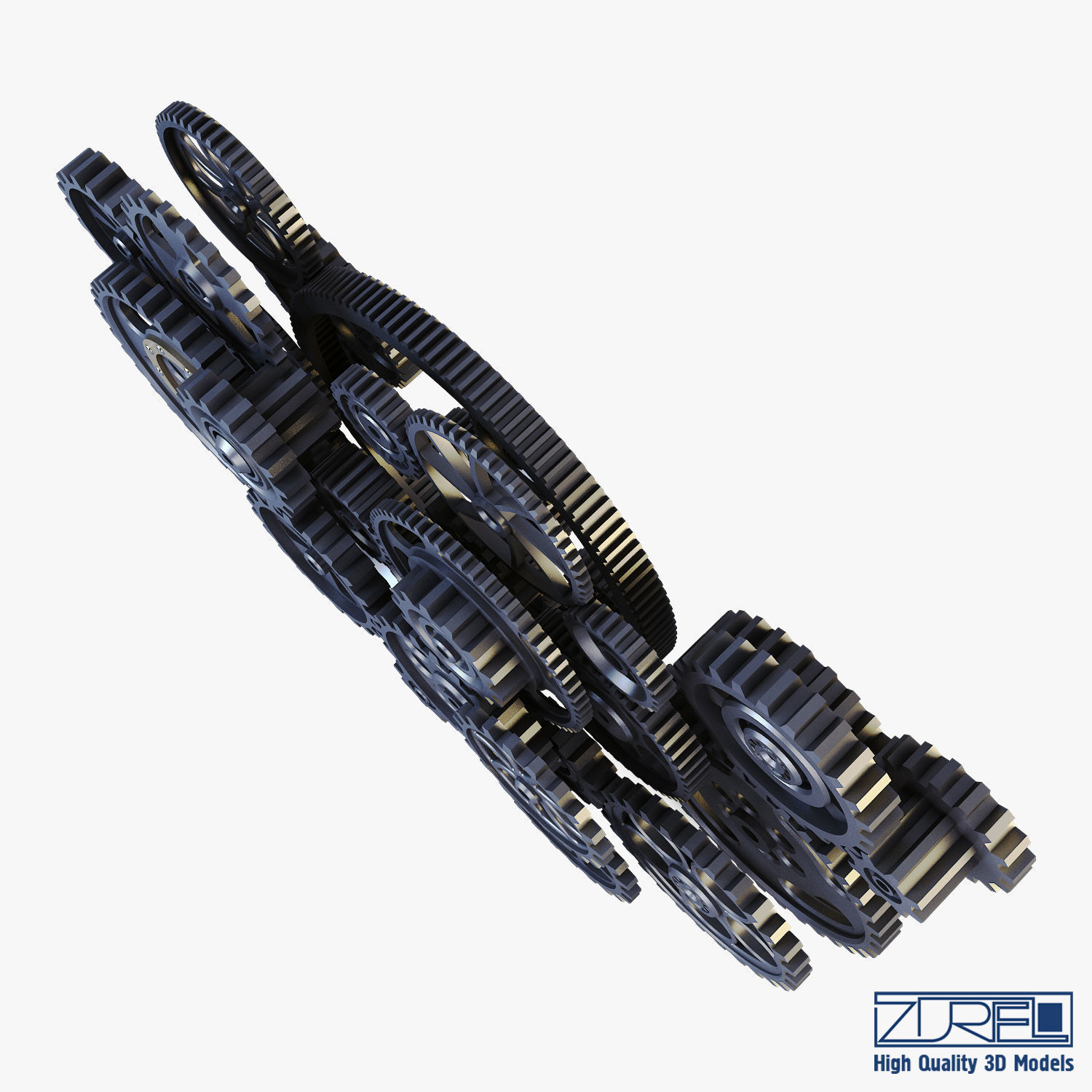 Gear Mechanism Low Poly v 2 Low-poly 3D model_11