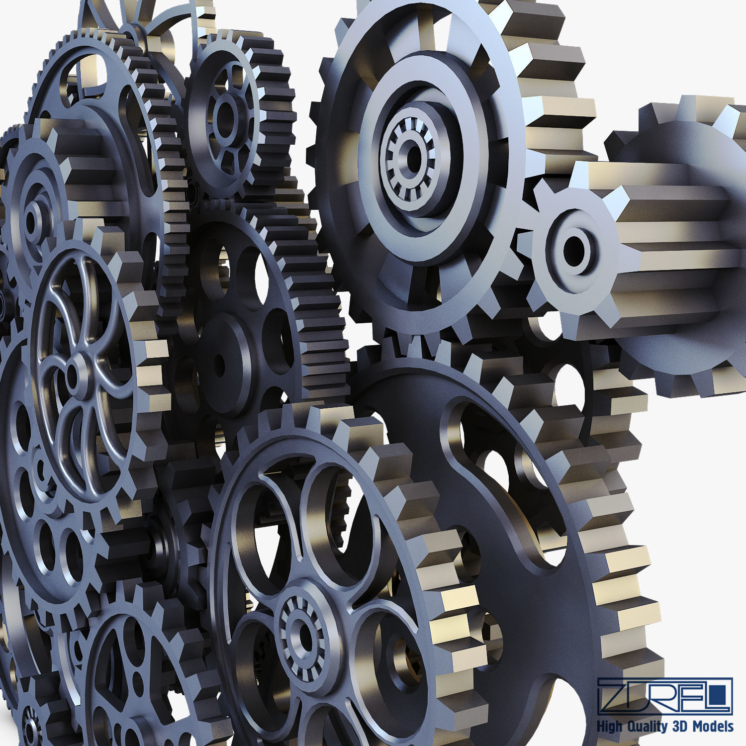 Gear Mechanism Low Poly v 2 Low-poly 3D model_20