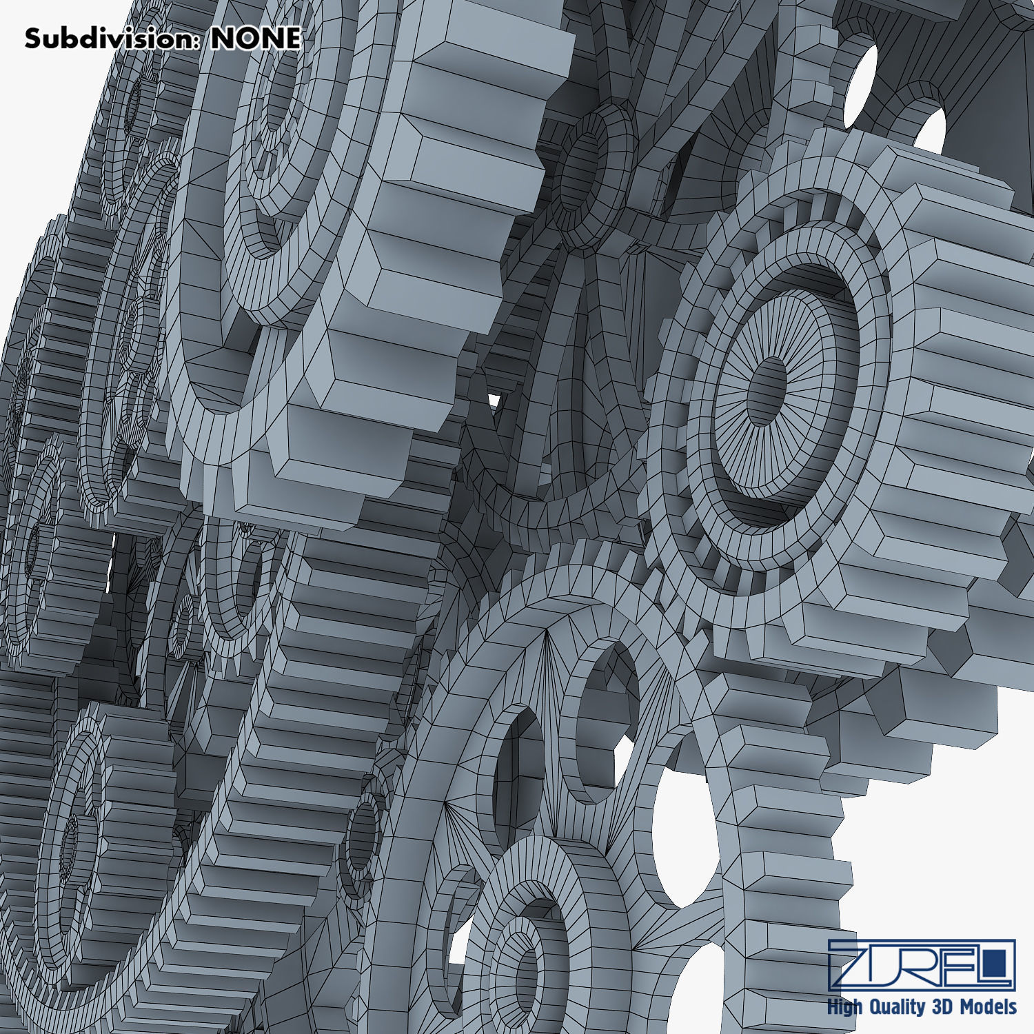 Gear Mechanism Low Poly v 2 Low-poly 3D model_58