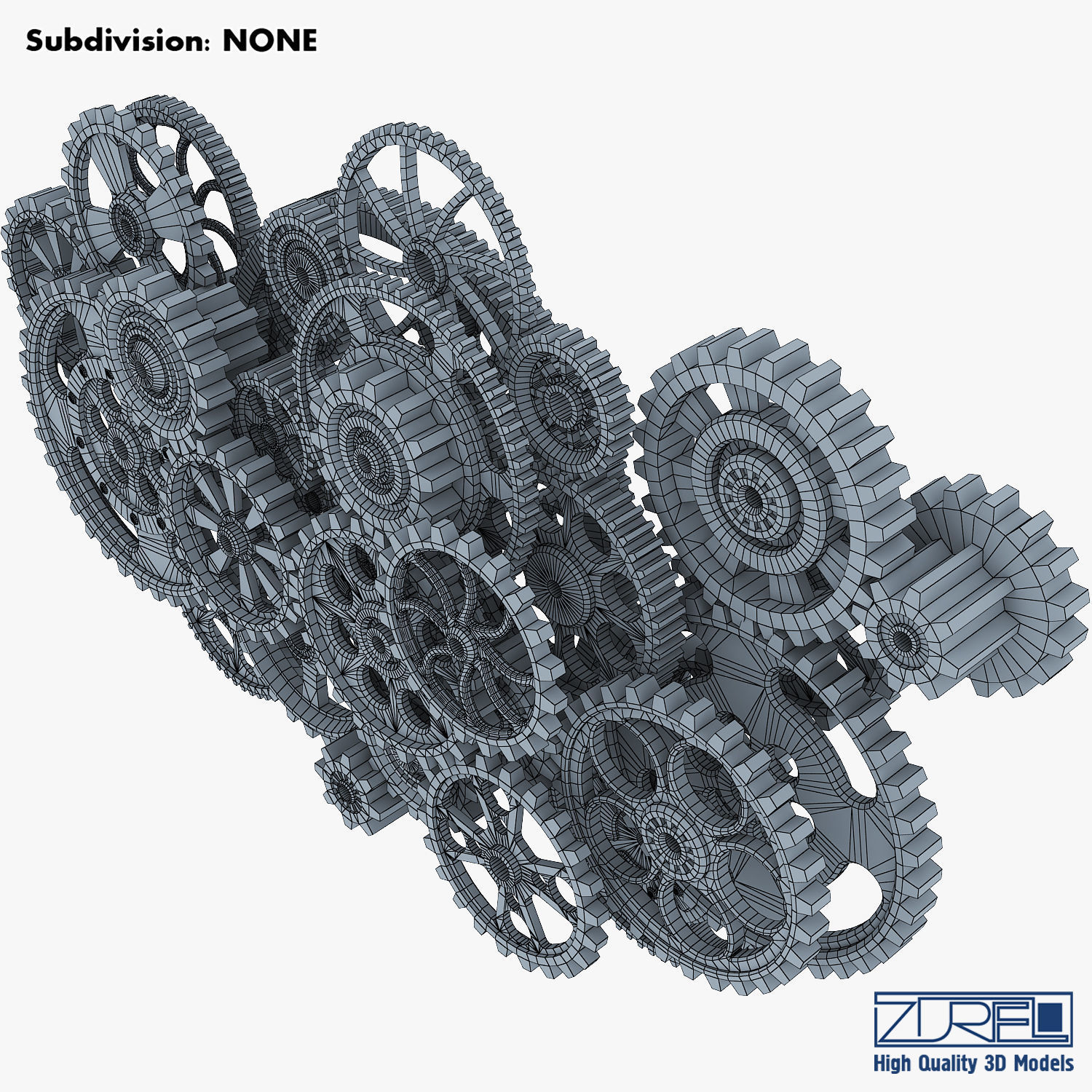 Gear Mechanism Low Poly v 2 Low-poly 3D model_29