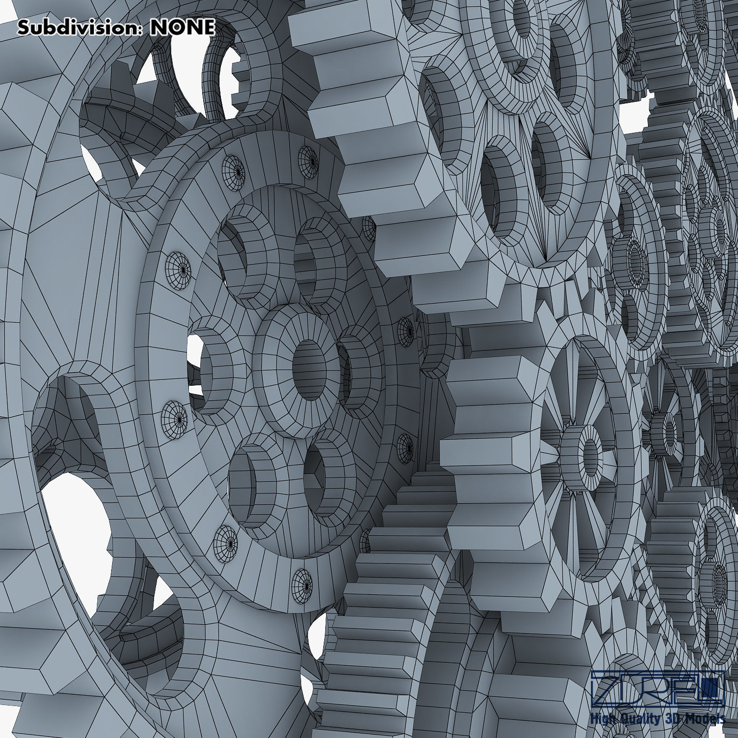 Gear Mechanism Low Poly v 2 Low-poly 3D model_51