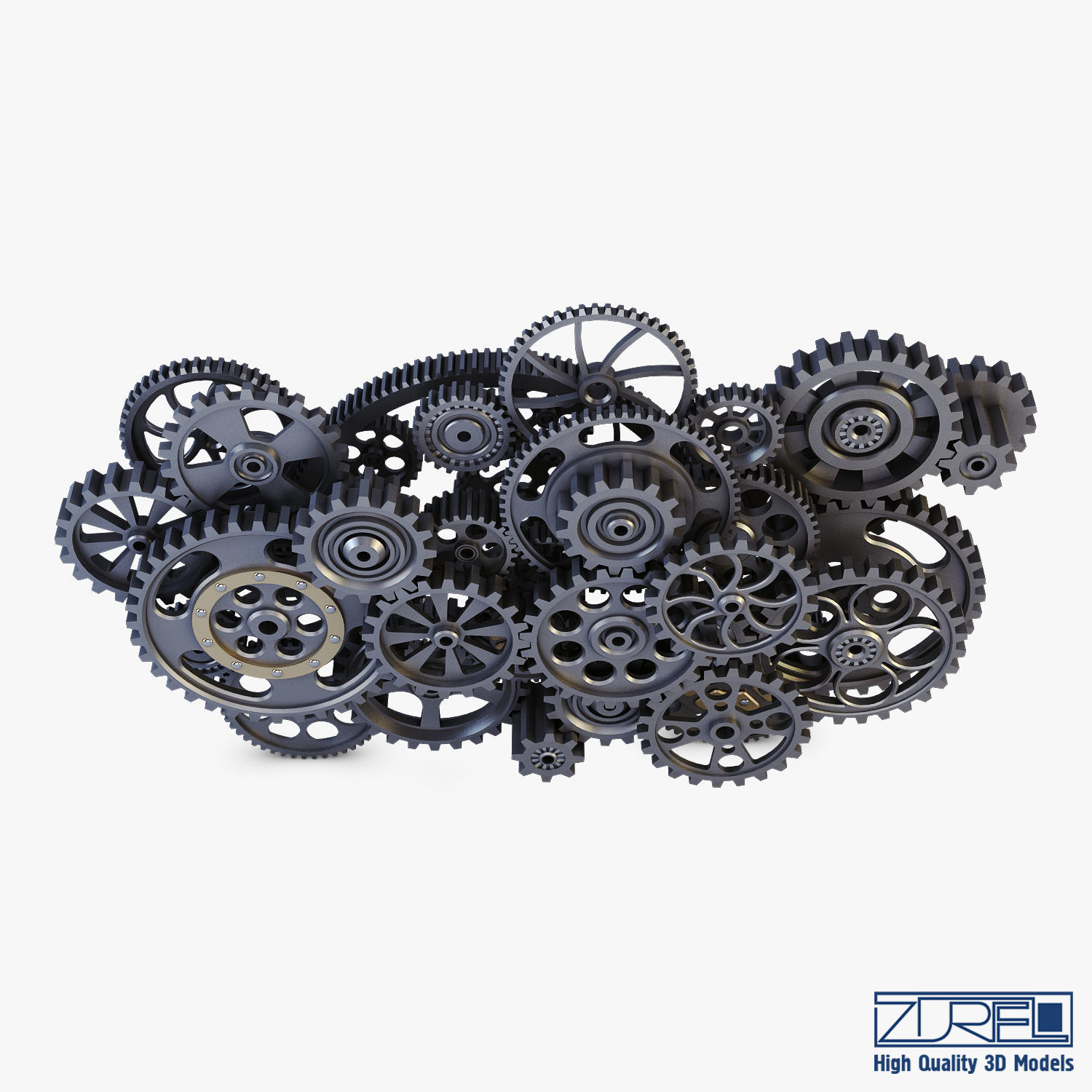 Gear Mechanism Low Poly v 2 Low-poly 3D model_8