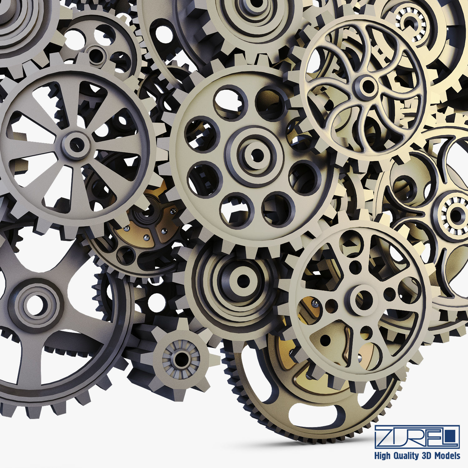 Gear Mechanism Low Poly v 2 Low-poly 3D model_18