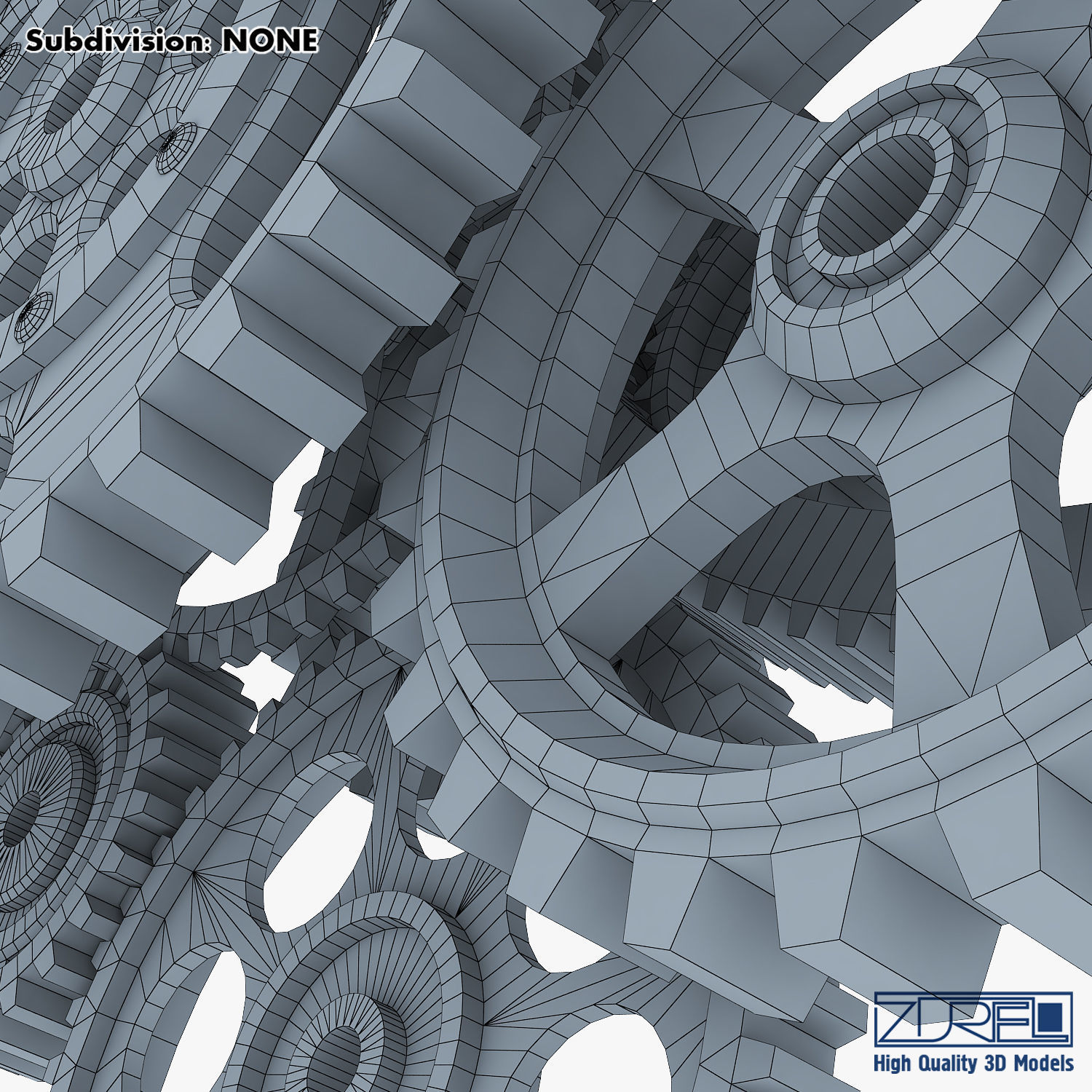 Gear Mechanism Low Poly v 2 Low-poly 3D model_42