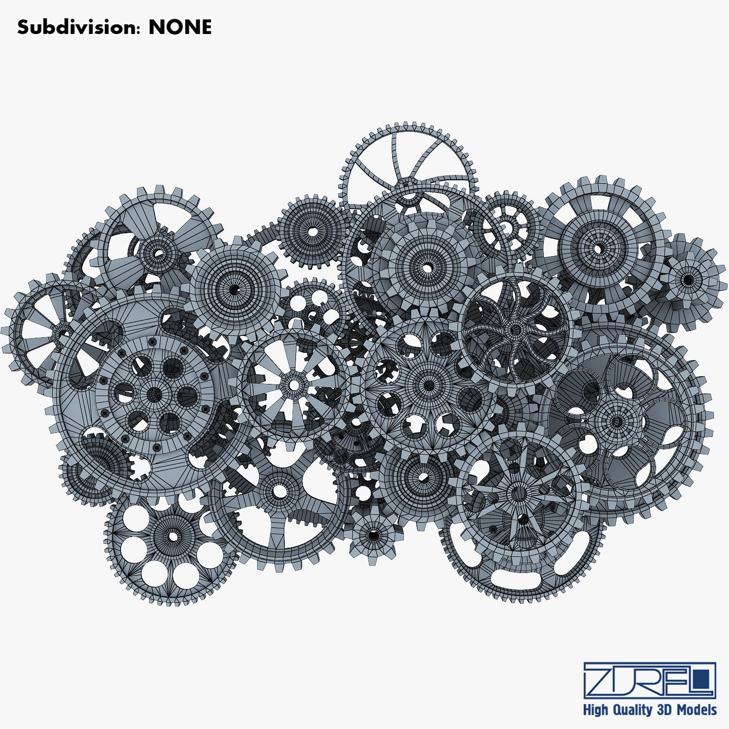 Gear Mechanism Low Poly v 2 Low-poly 3D model_35