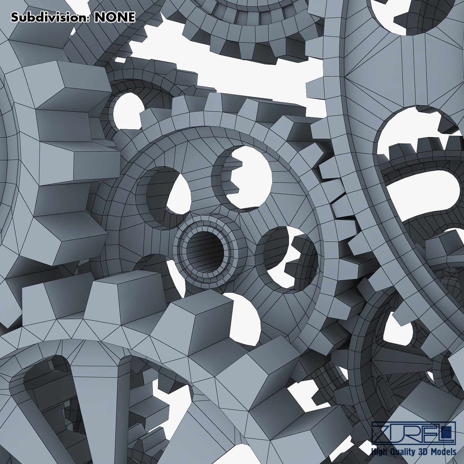 Gear Mechanism Low Poly v 2 Low-poly 3D model_45