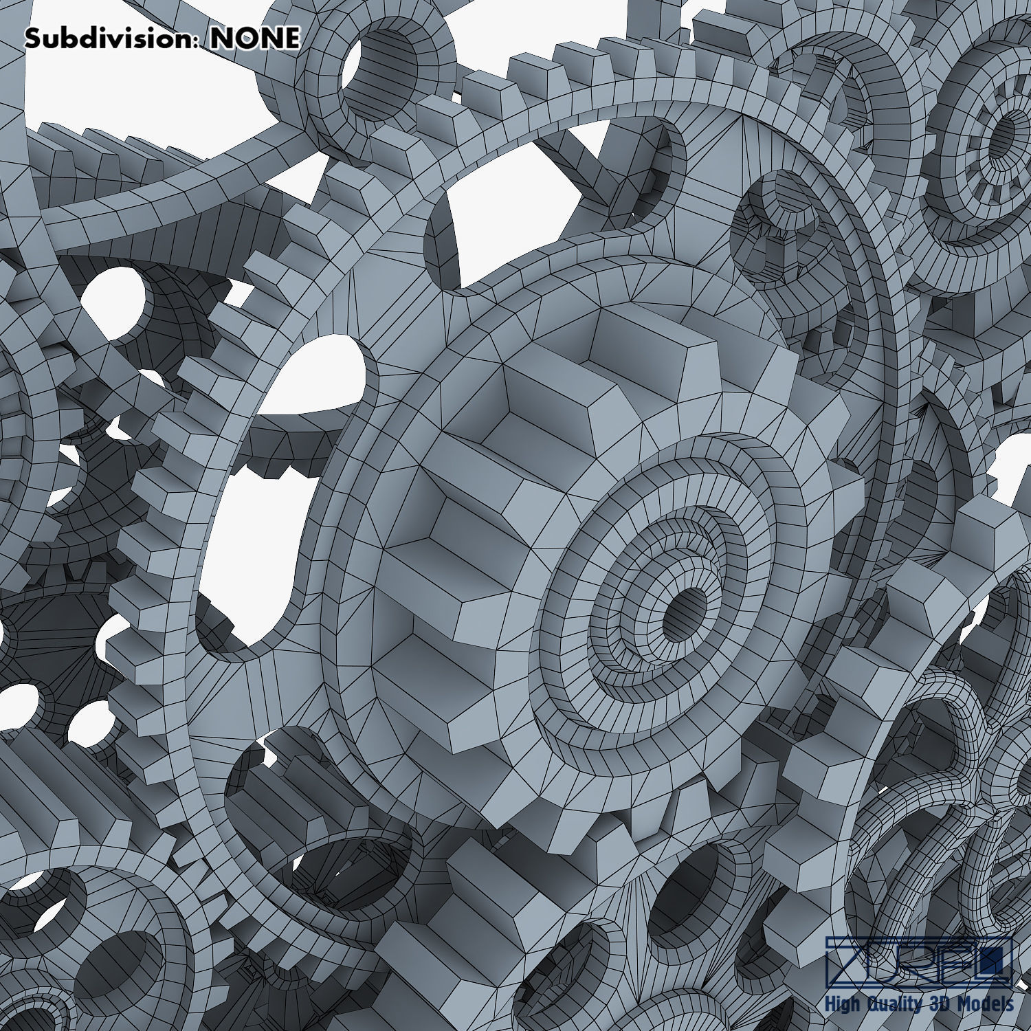 Gear Mechanism Low Poly v 2 Low-poly 3D model_40