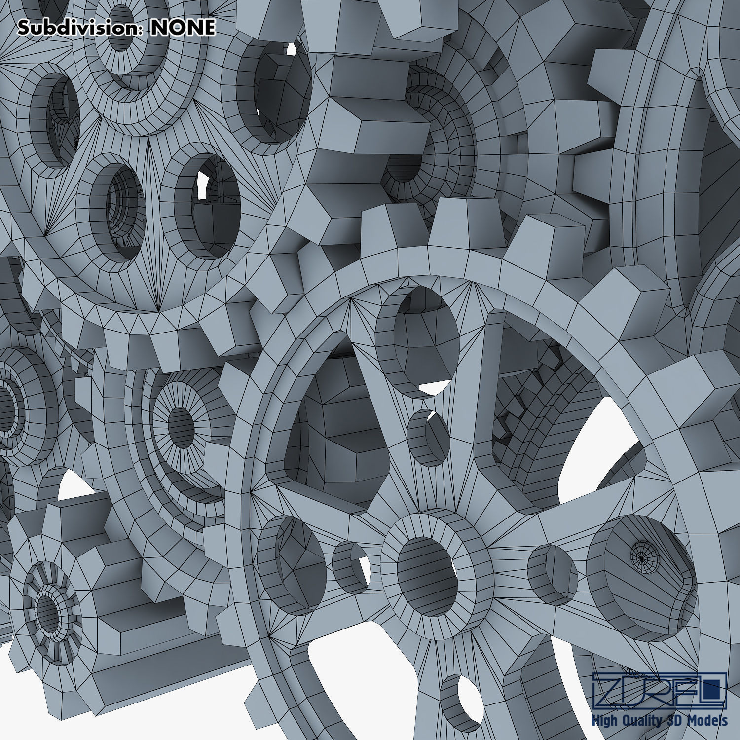 Gear Mechanism Low Poly v 2 Low-poly 3D model_44