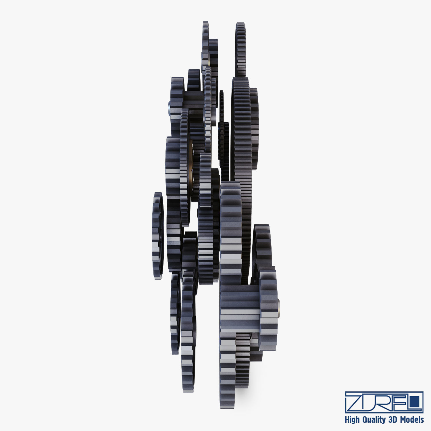 Gear Mechanism Low Poly v 2 Low-poly 3D model_9