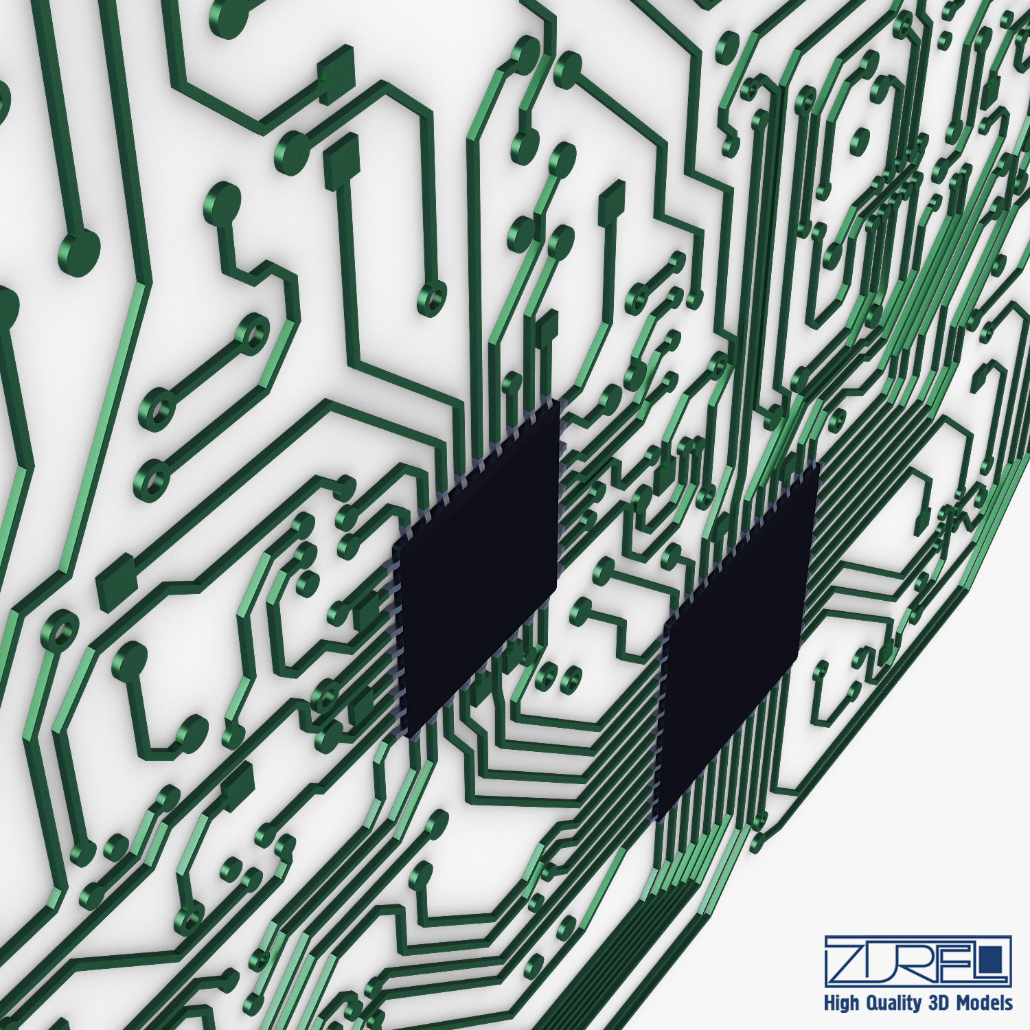 Electronic circuit board v 2 Low-poly 3D model_13