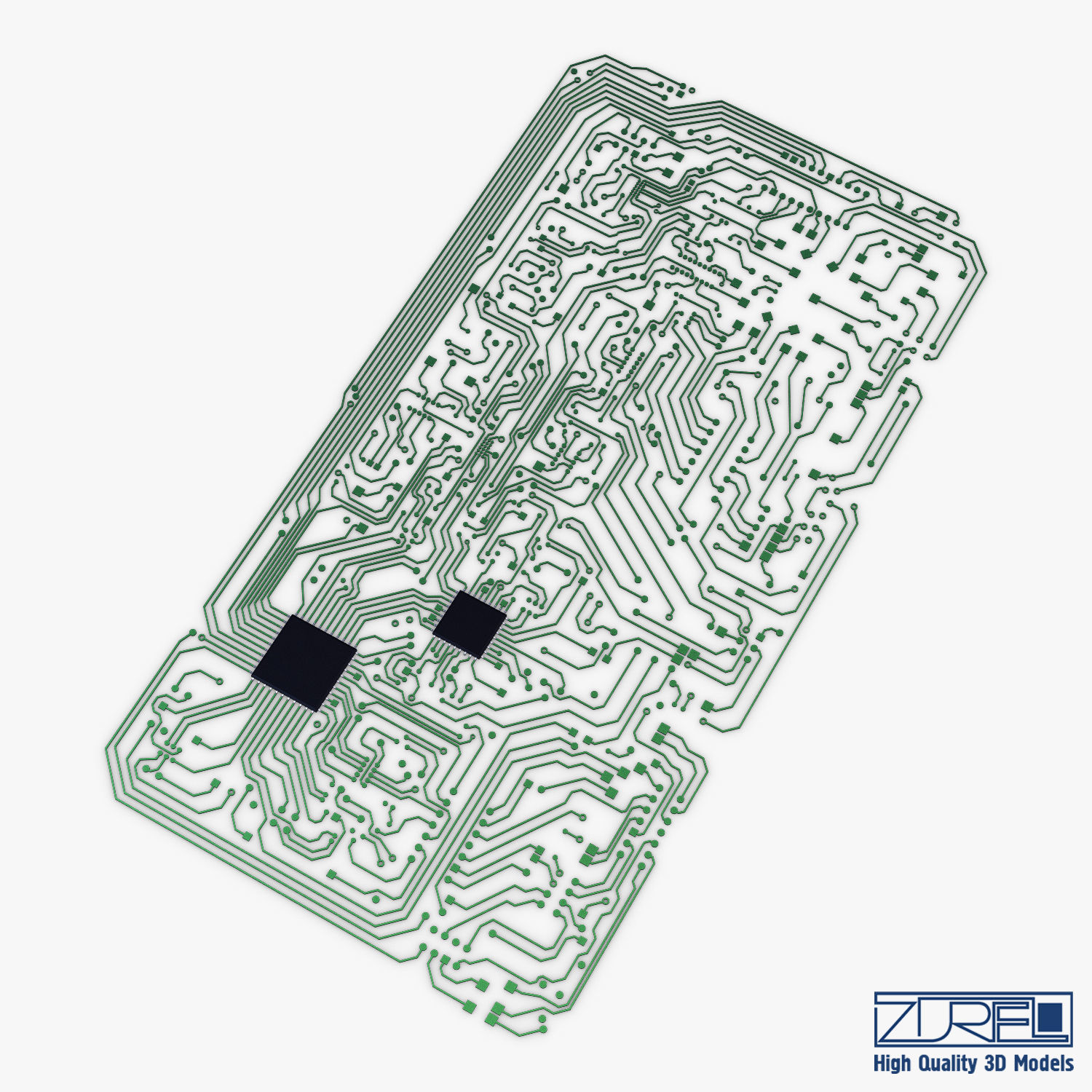 Electronic circuit board v 2 Low-poly 3D model_2