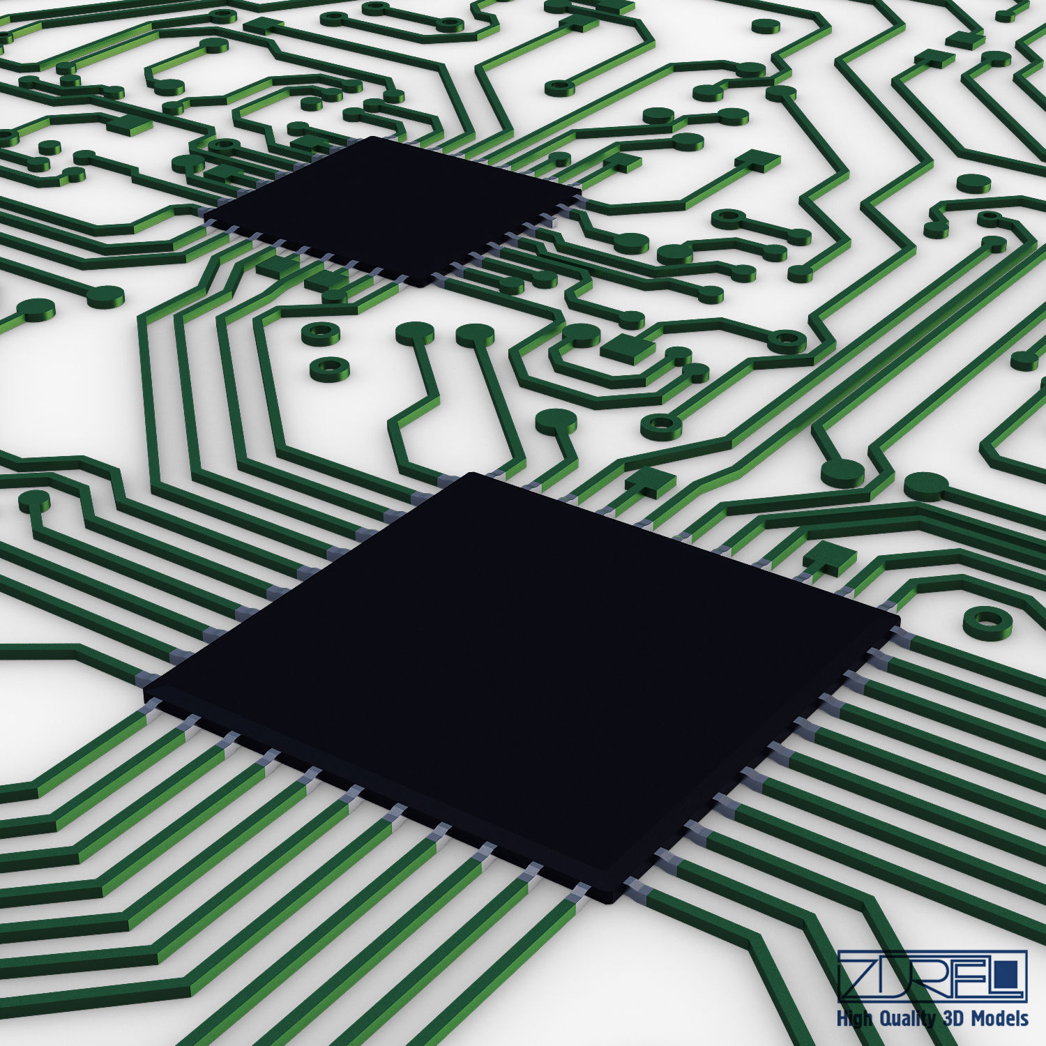 Electronic circuit board v 2 Low-poly 3D model_8