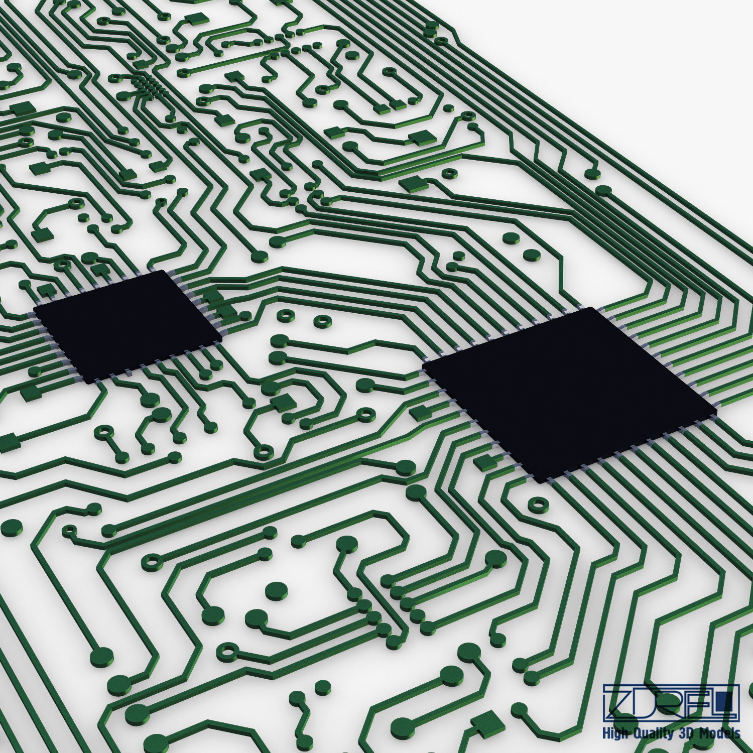 Electronic circuit board v 2 Low-poly 3D model_9