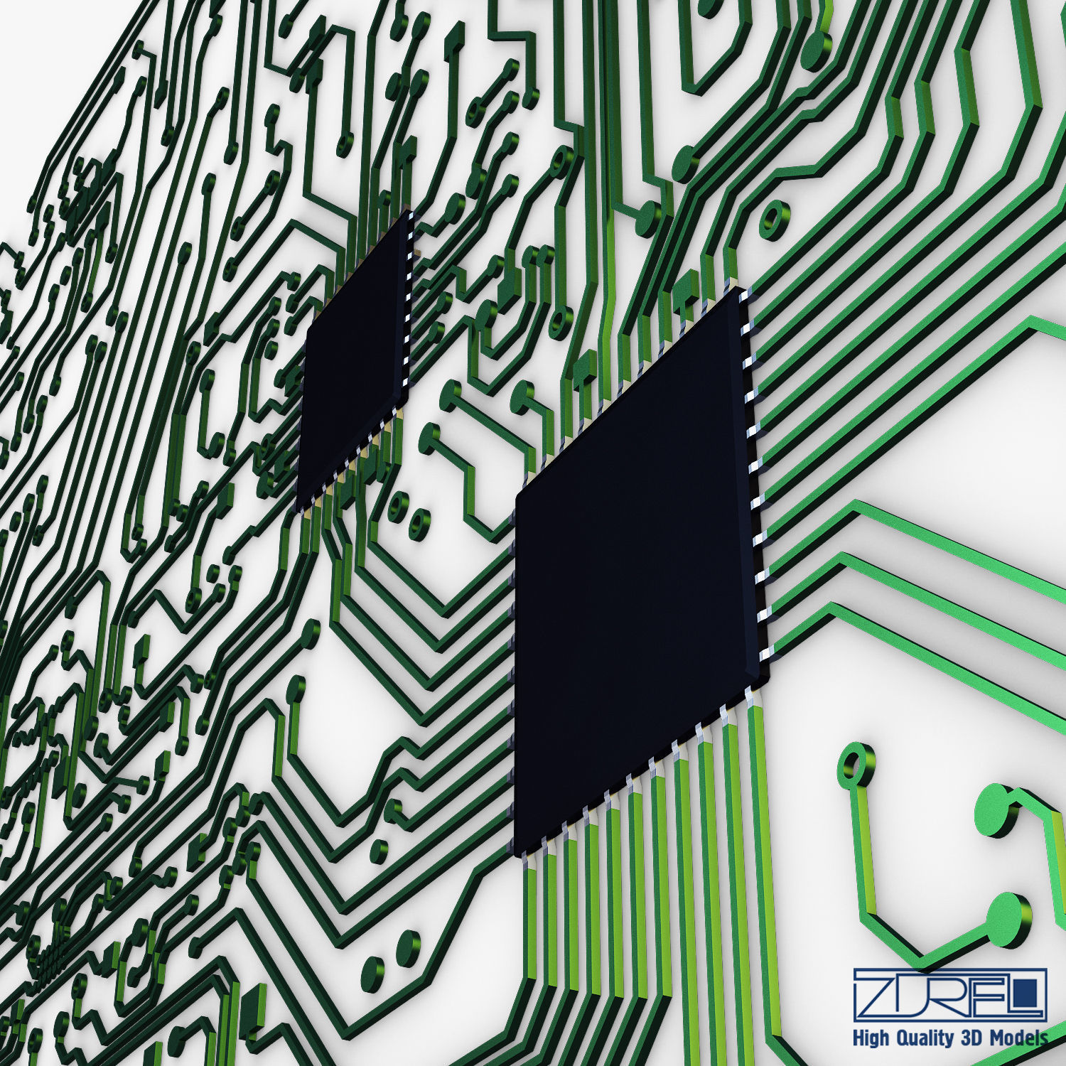Electronic circuit board v 2 Low-poly 3D model_12