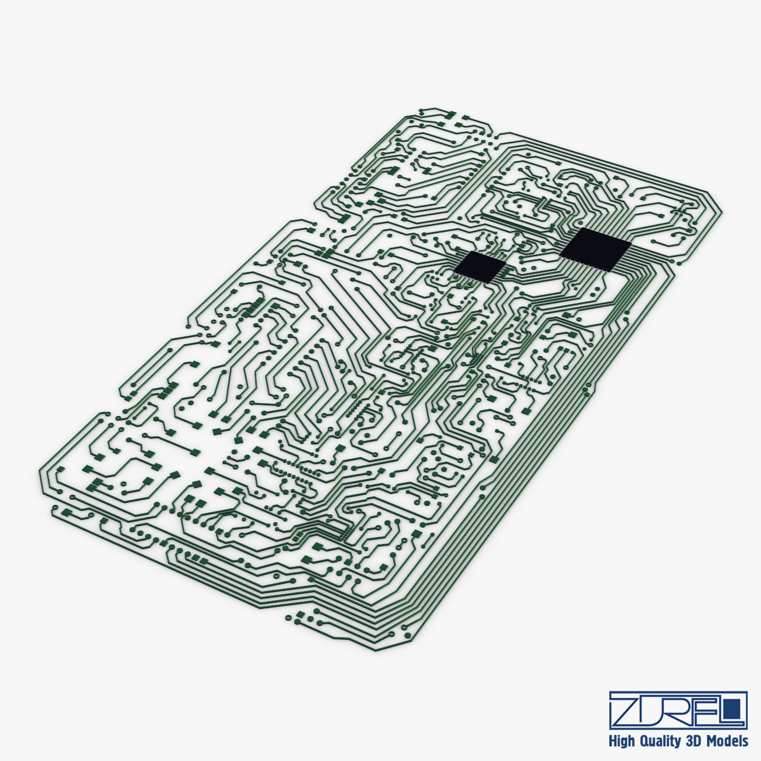 Electronic circuit board v 2 Low-poly 3D model_1
