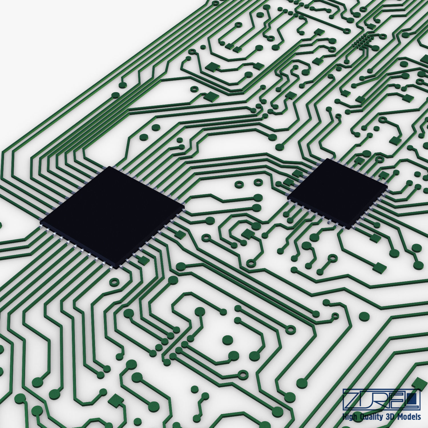 Electronic circuit board v 2 Low-poly 3D model_14