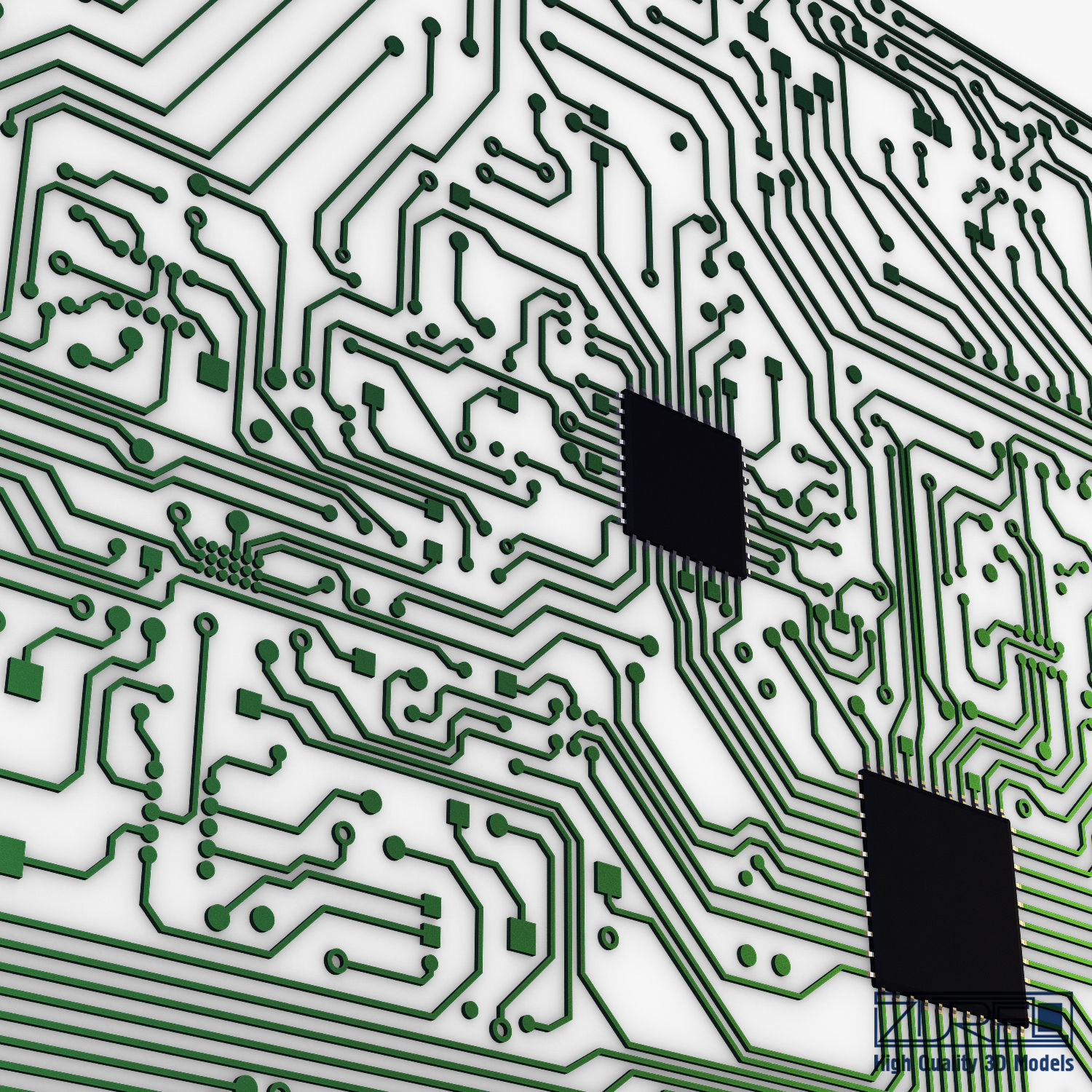 Electronic circuit board v 2 Low-poly 3D model_11