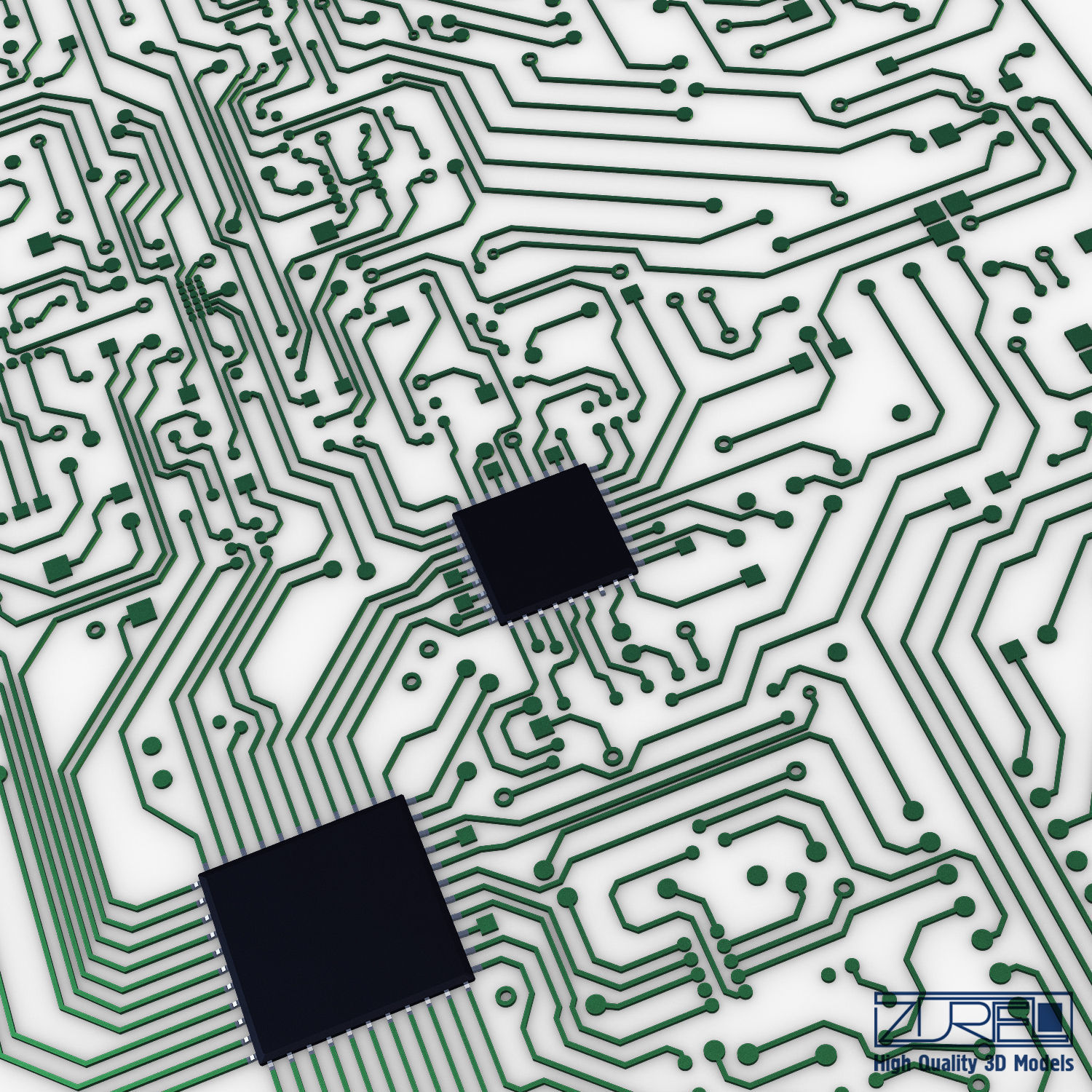 Electronic circuit board v 2 Low-poly 3D model_7