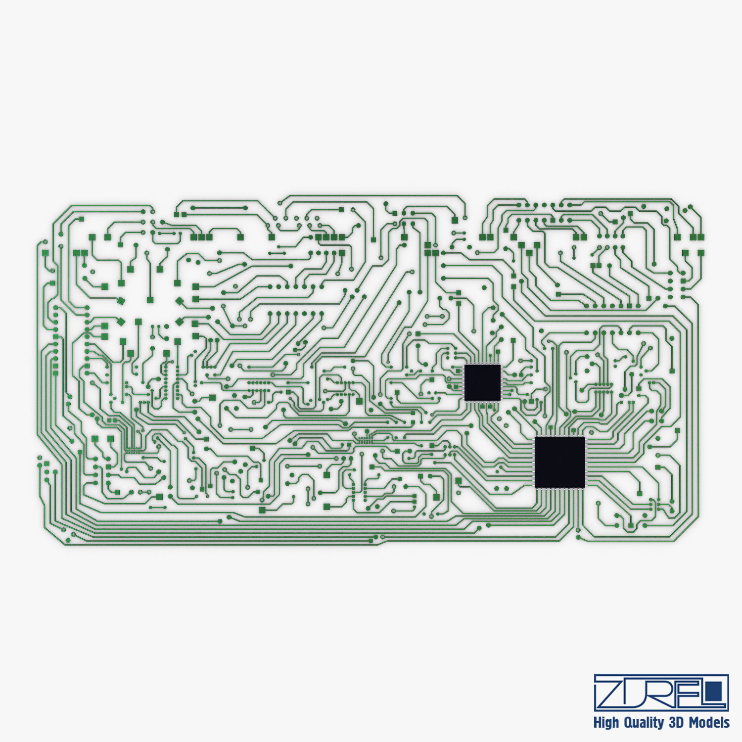 Electronic circuit board v 2 Low-poly 3D model_4