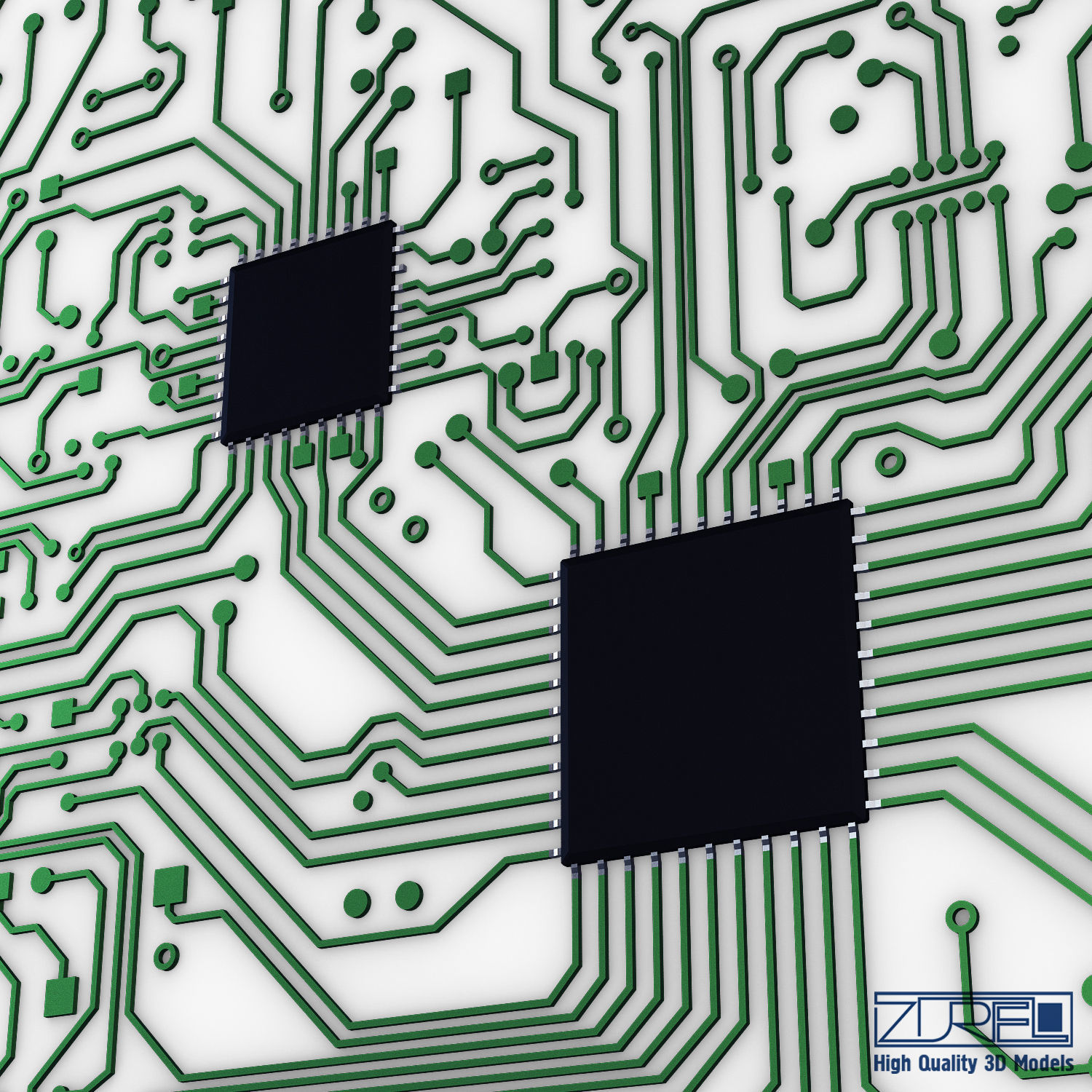 Electronic circuit board v 2 Low-poly 3D model_10