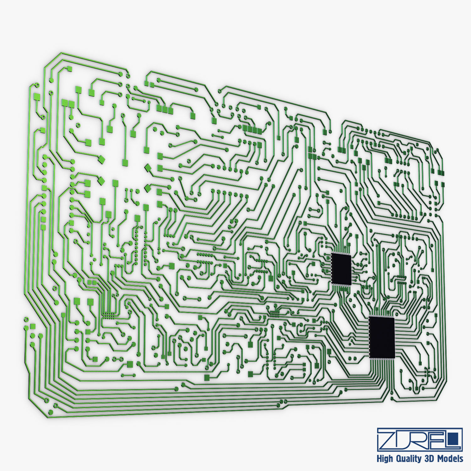 Electronic circuit board v 2 Low-poly 3D model_6