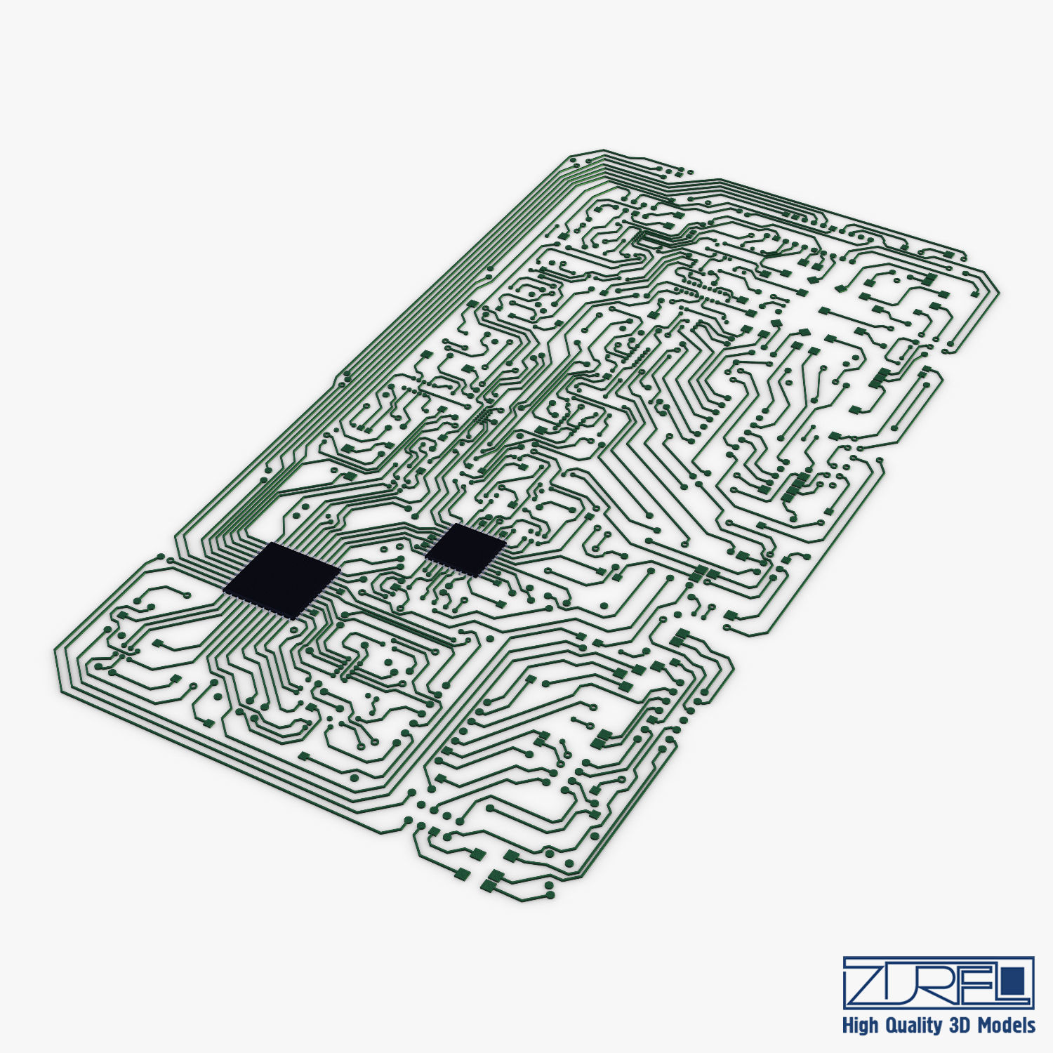 Electronic circuit board v 2 Low-poly 3D model_3