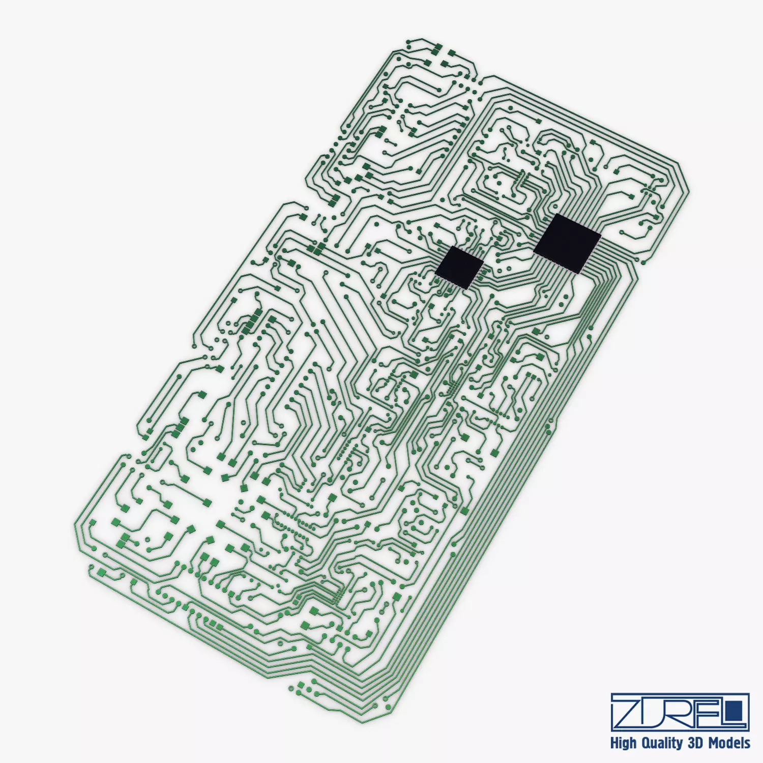Electronic circuit board v 2 Low-poly 3D model_0