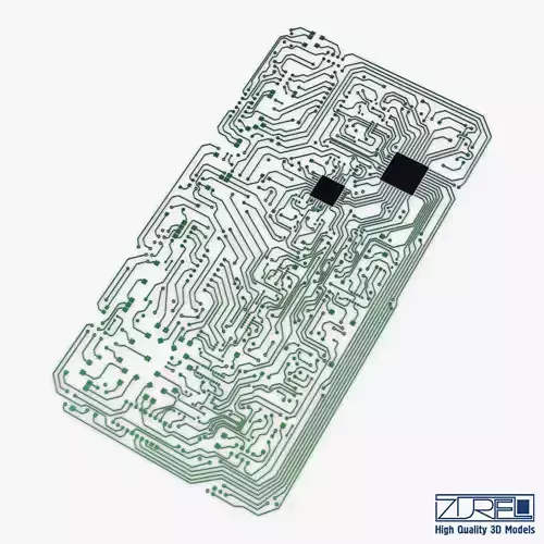 Electronic circuit board v 2 Low-poly 3D model