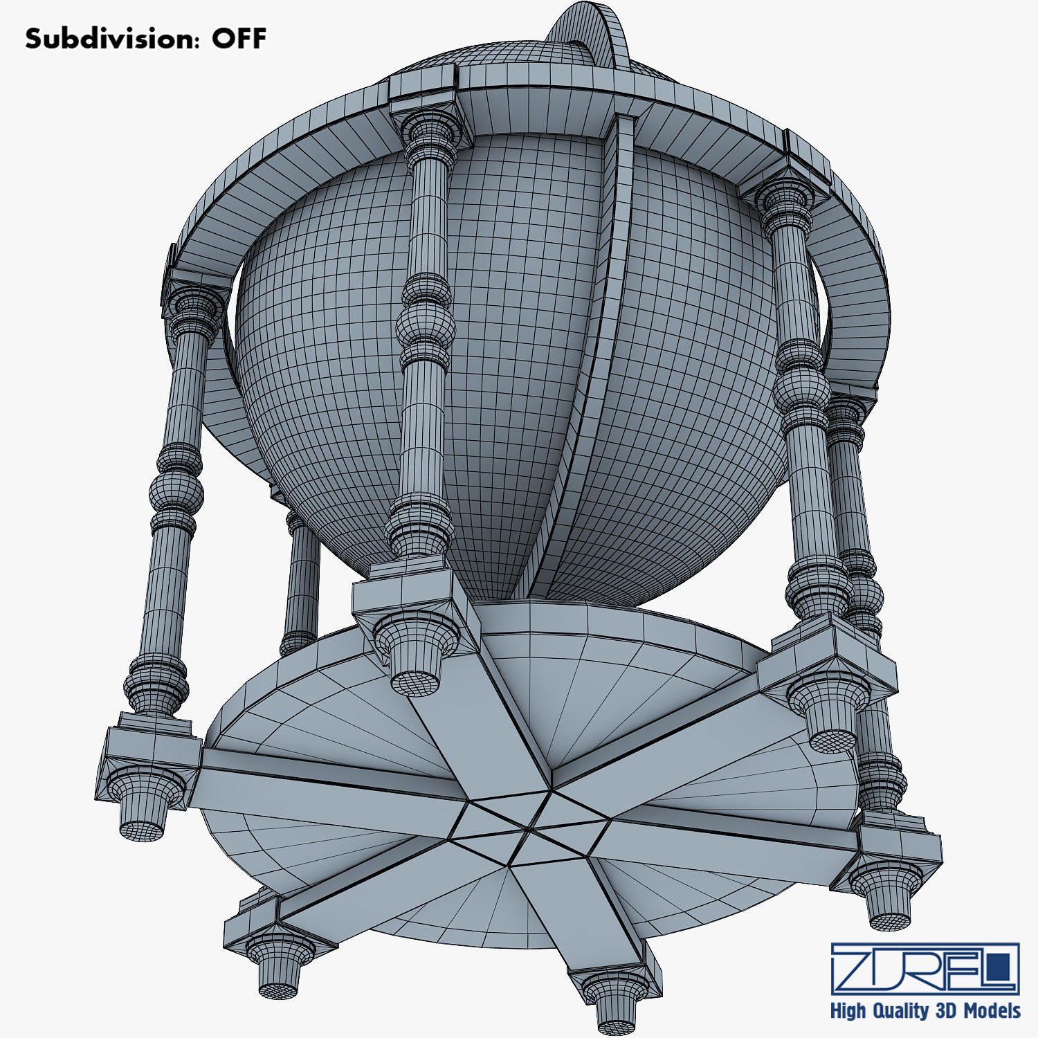 Antique Globe Low-poly 3D model_21