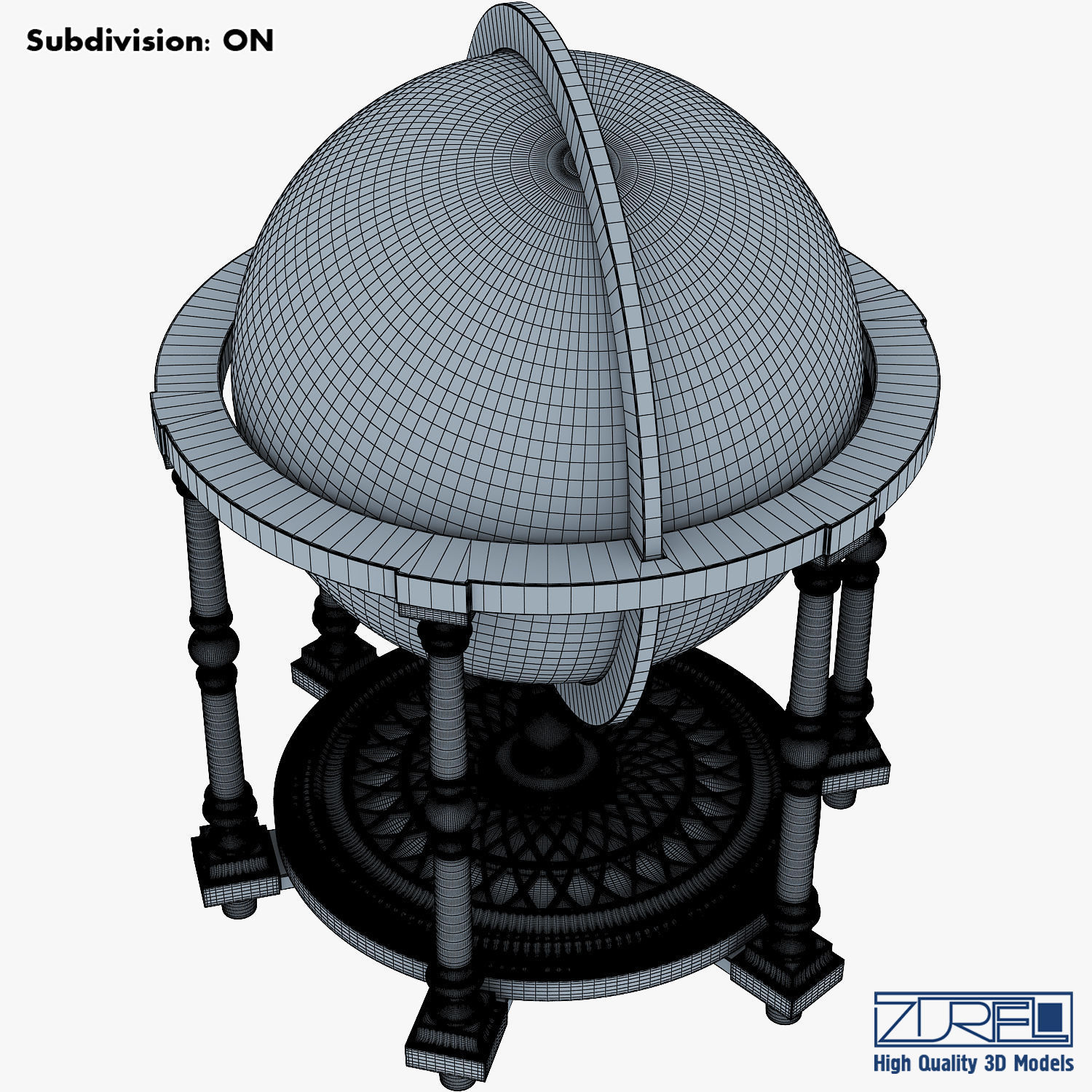 Antique Globe Low-poly 3D model_18