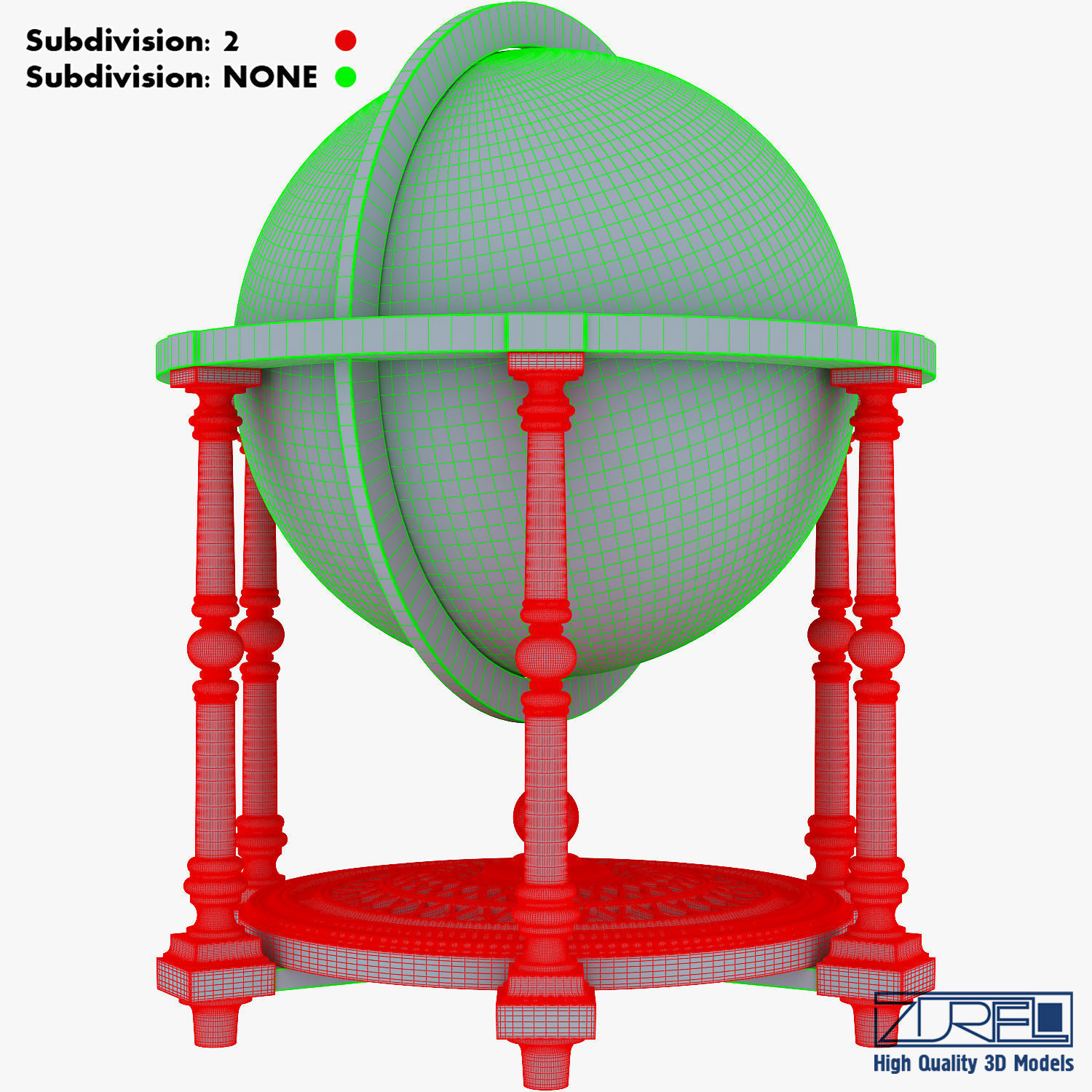 Antique Globe Low-poly 3D model_39