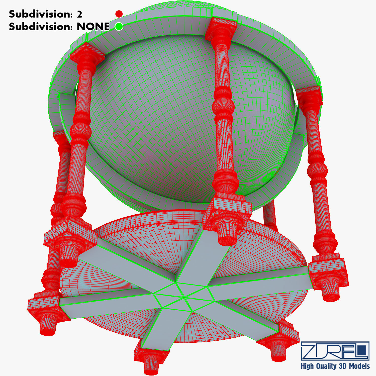 Antique Globe Low-poly 3D model_40