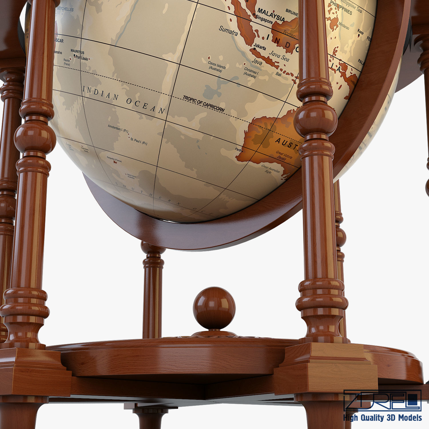 Antique Globe Low-poly 3D model_10