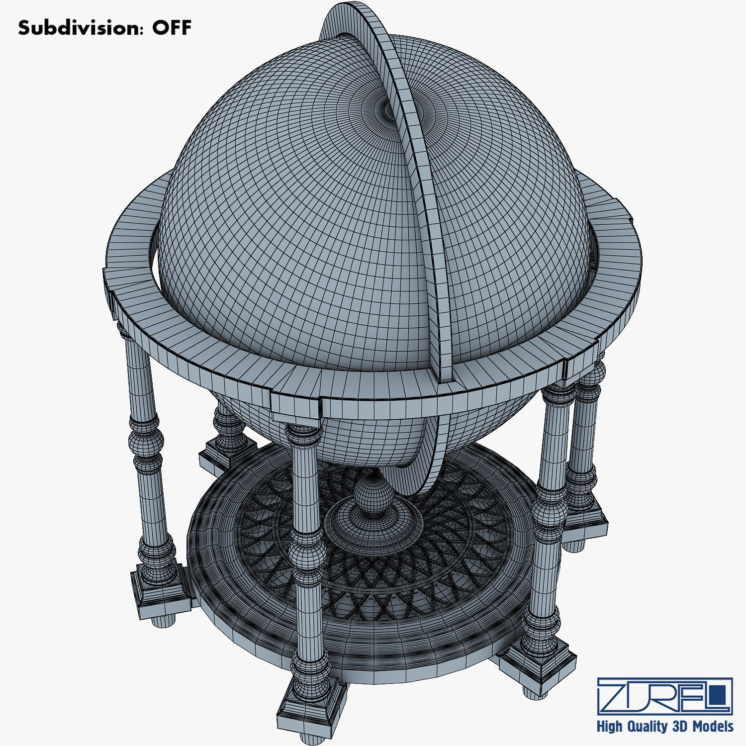 Antique Globe Low-poly 3D model_19