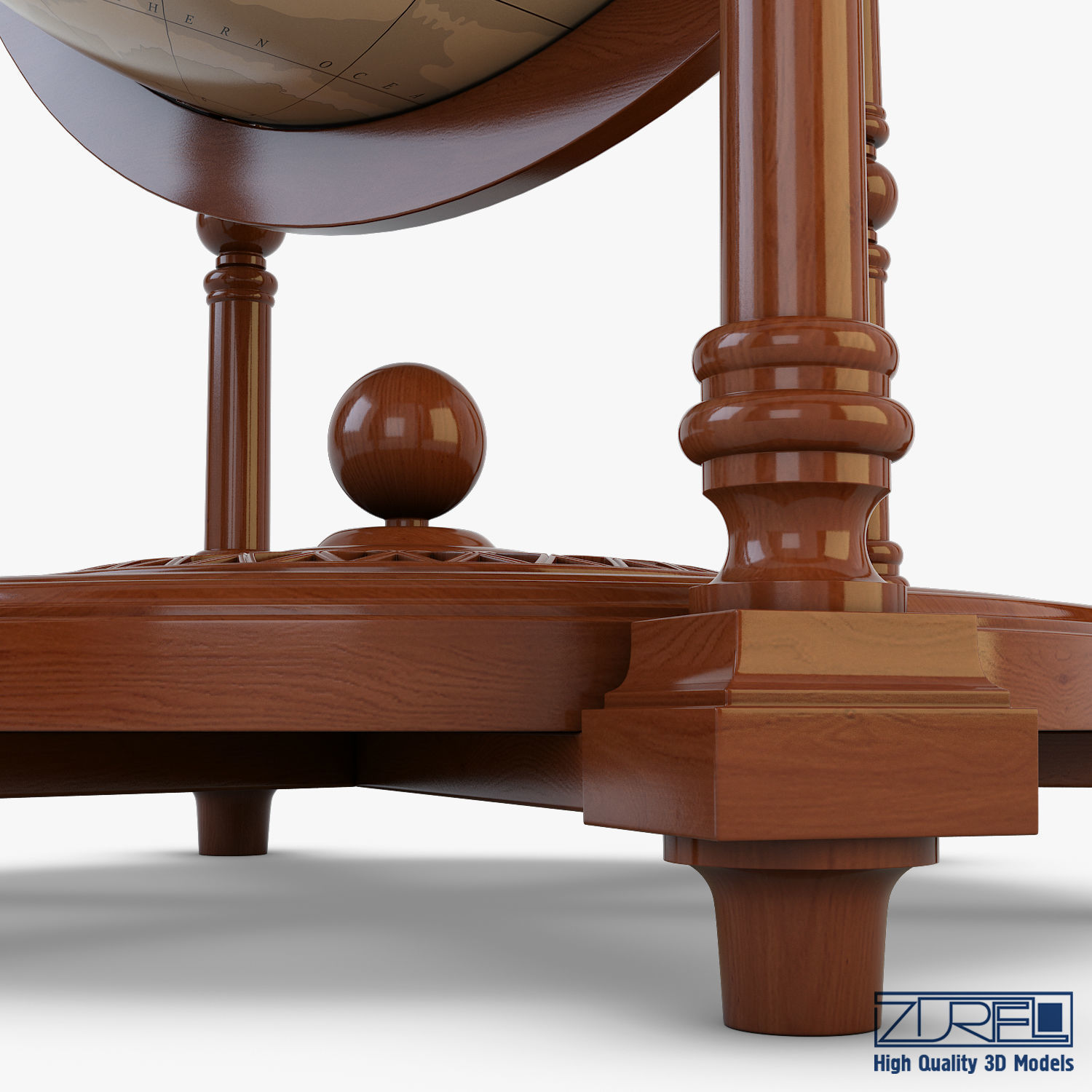 Antique Globe Low-poly 3D model_11