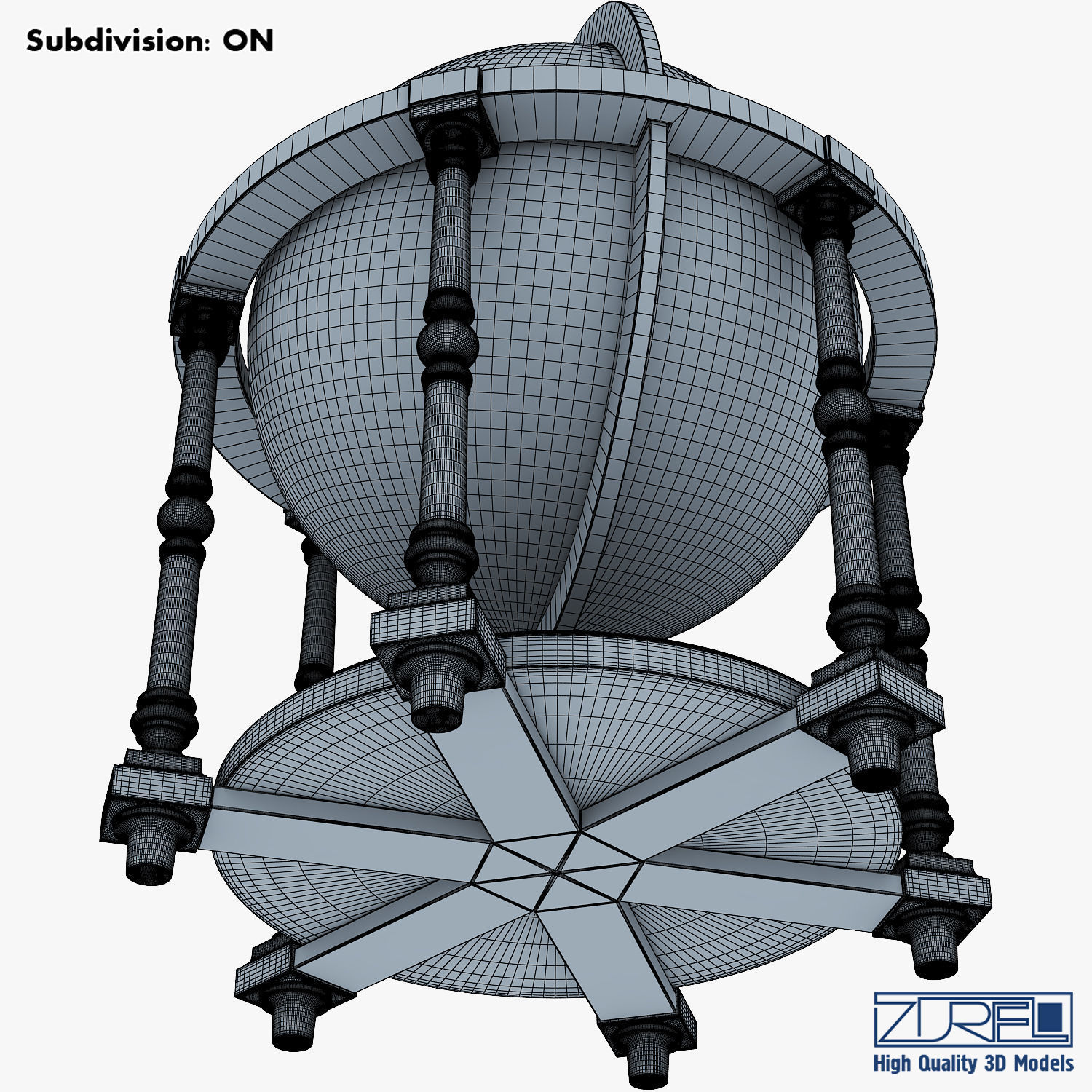 Antique Globe Low-poly 3D model_20