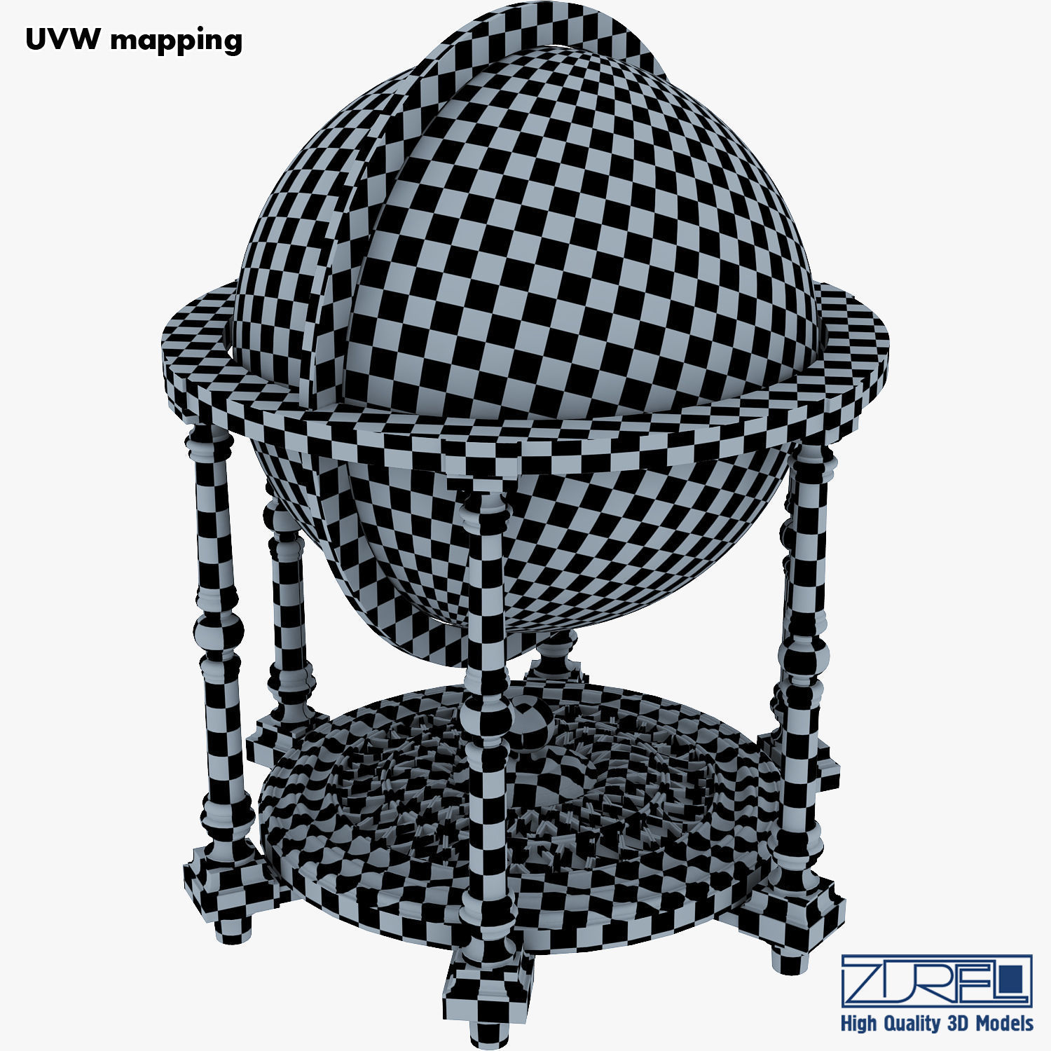 Antique Globe Low-poly 3D model_38