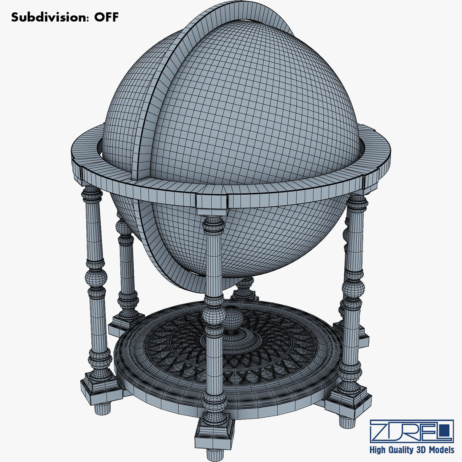 Antique Globe Low-poly 3D model_17