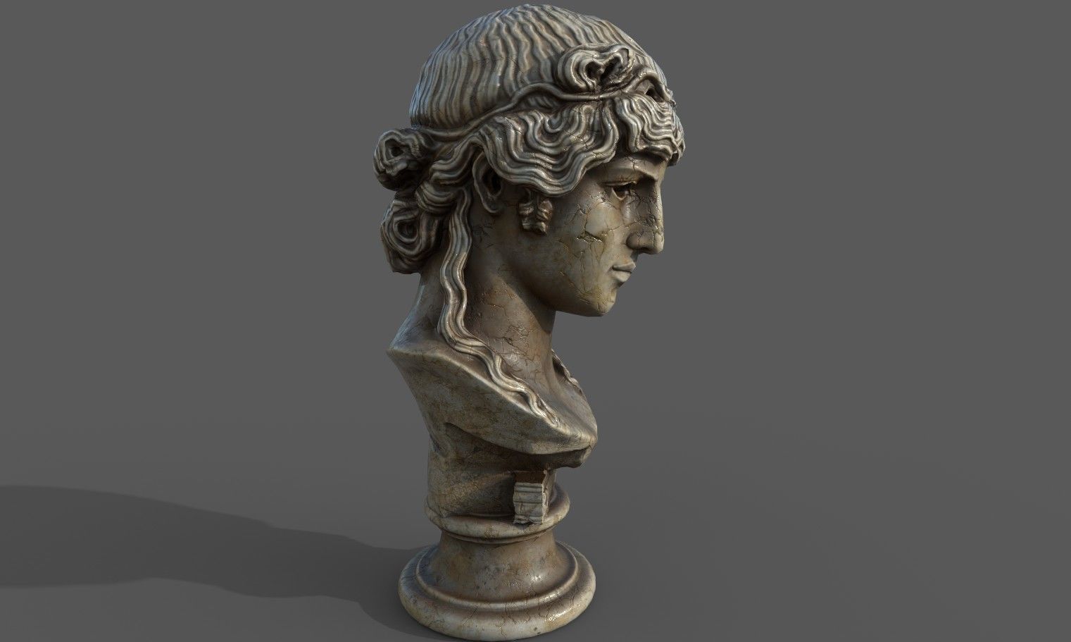bust of Greek male - Antinous Mondragone Scan  Low-poly 3D model_17