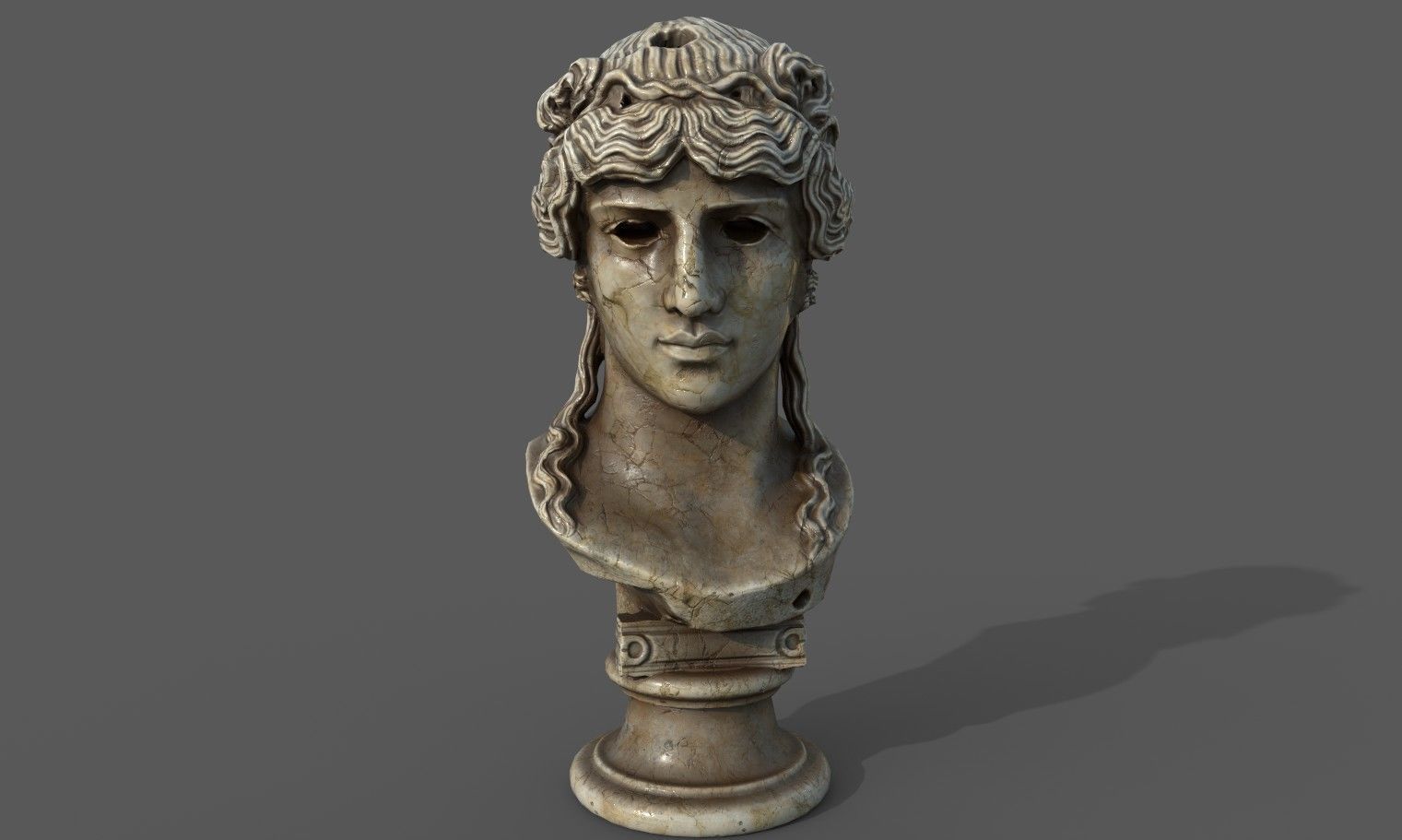 bust of Greek male - Antinous Mondragone Scan  Low-poly 3D model_20