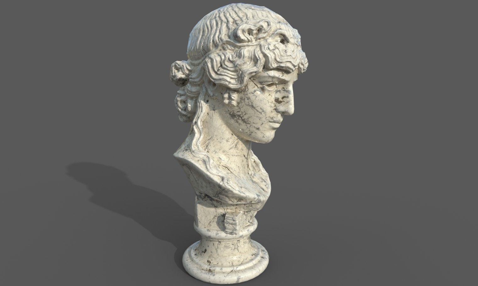 bust of Greek male - Antinous Mondragone Scan  Low-poly 3D model_28