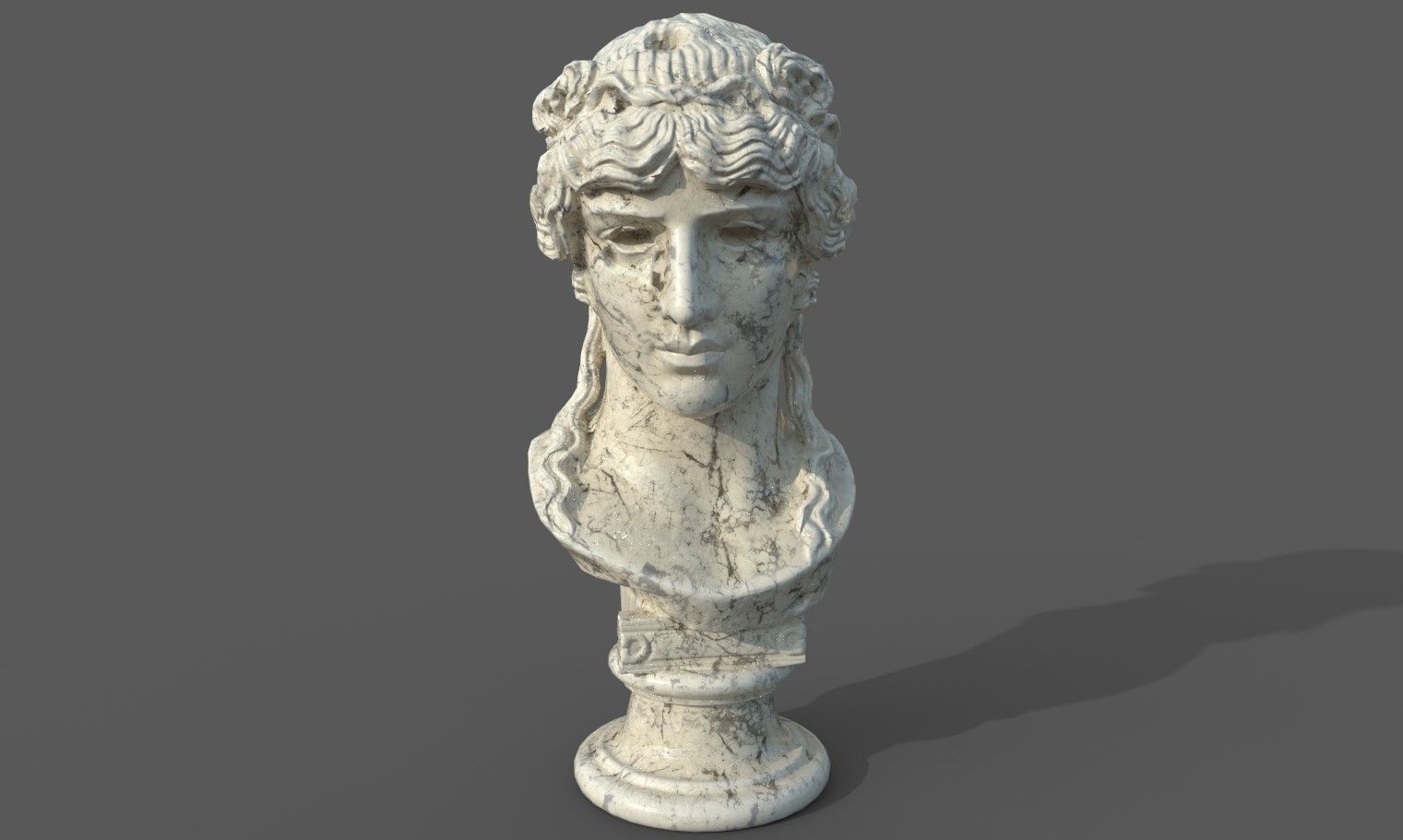 bust of Greek male - Antinous Mondragone Scan  Low-poly 3D model_30