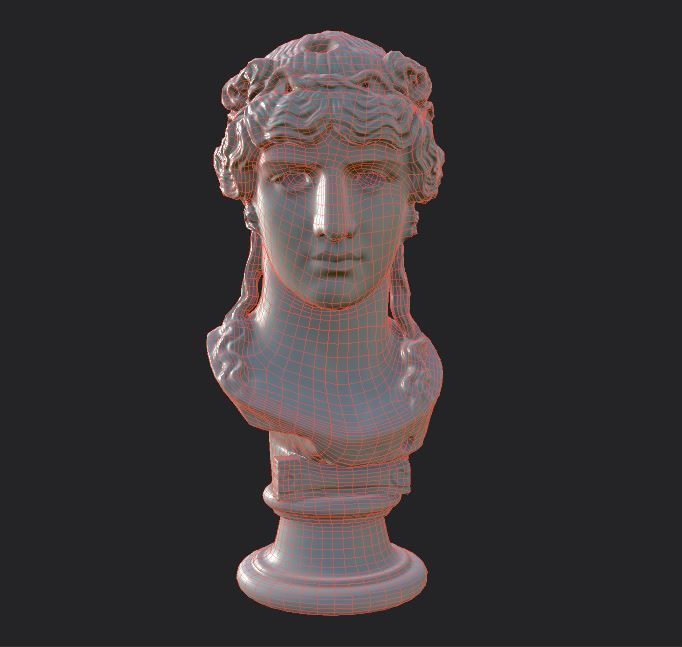 bust of Greek male - Antinous Mondragone Scan  Low-poly 3D model_42