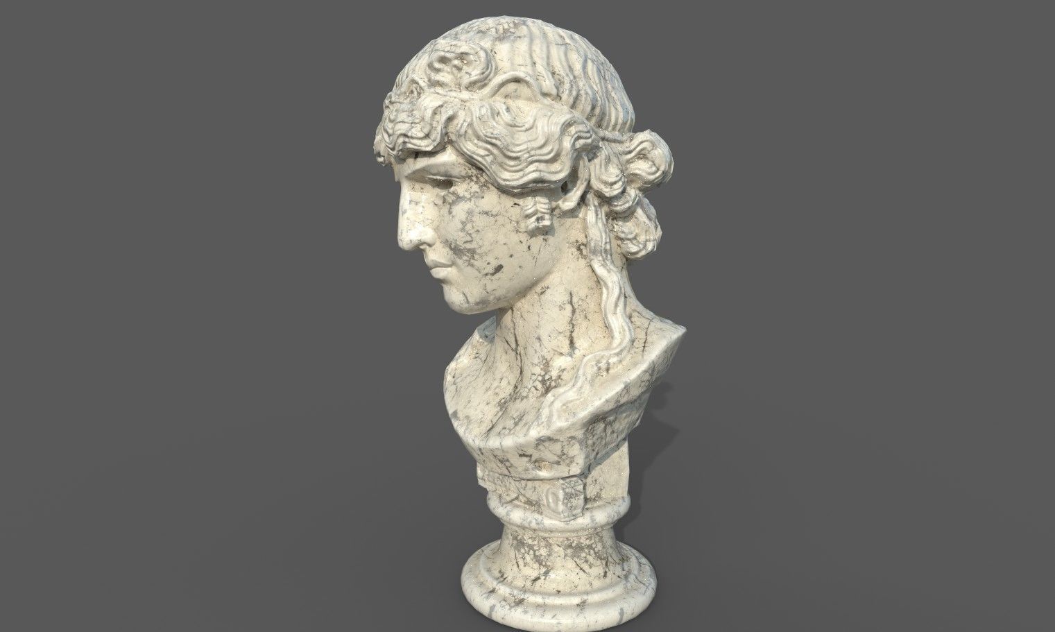 bust of Greek male - Antinous Mondragone Scan  Low-poly 3D model_26