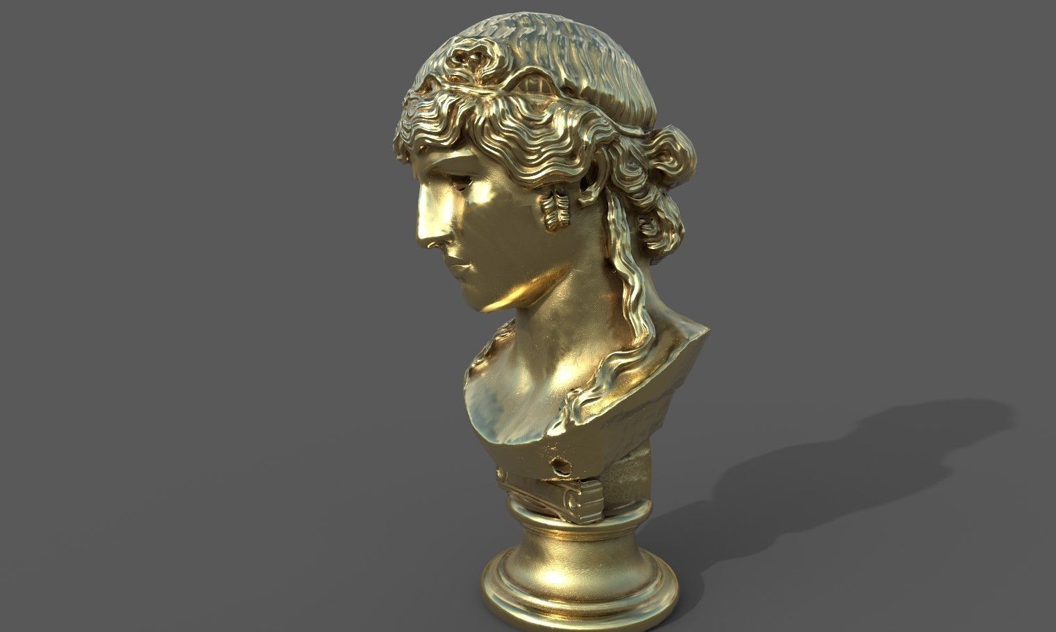 bust of Greek male - Antinous Mondragone Scan  Low-poly 3D model_37