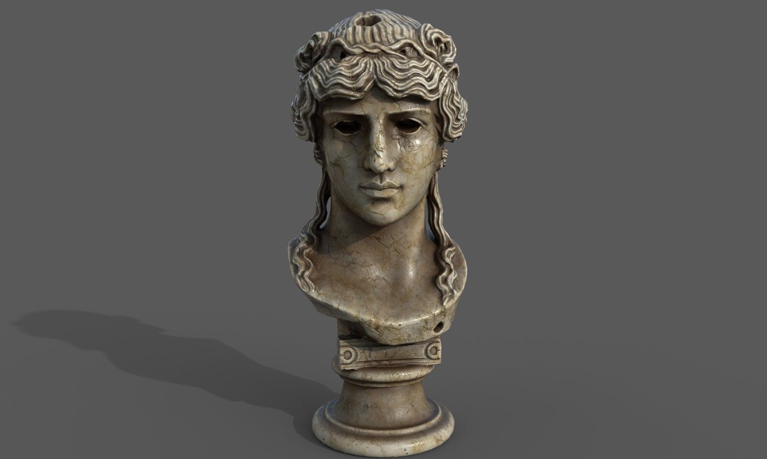 bust of Greek male - Antinous Mondragone Scan  Low-poly 3D model_23