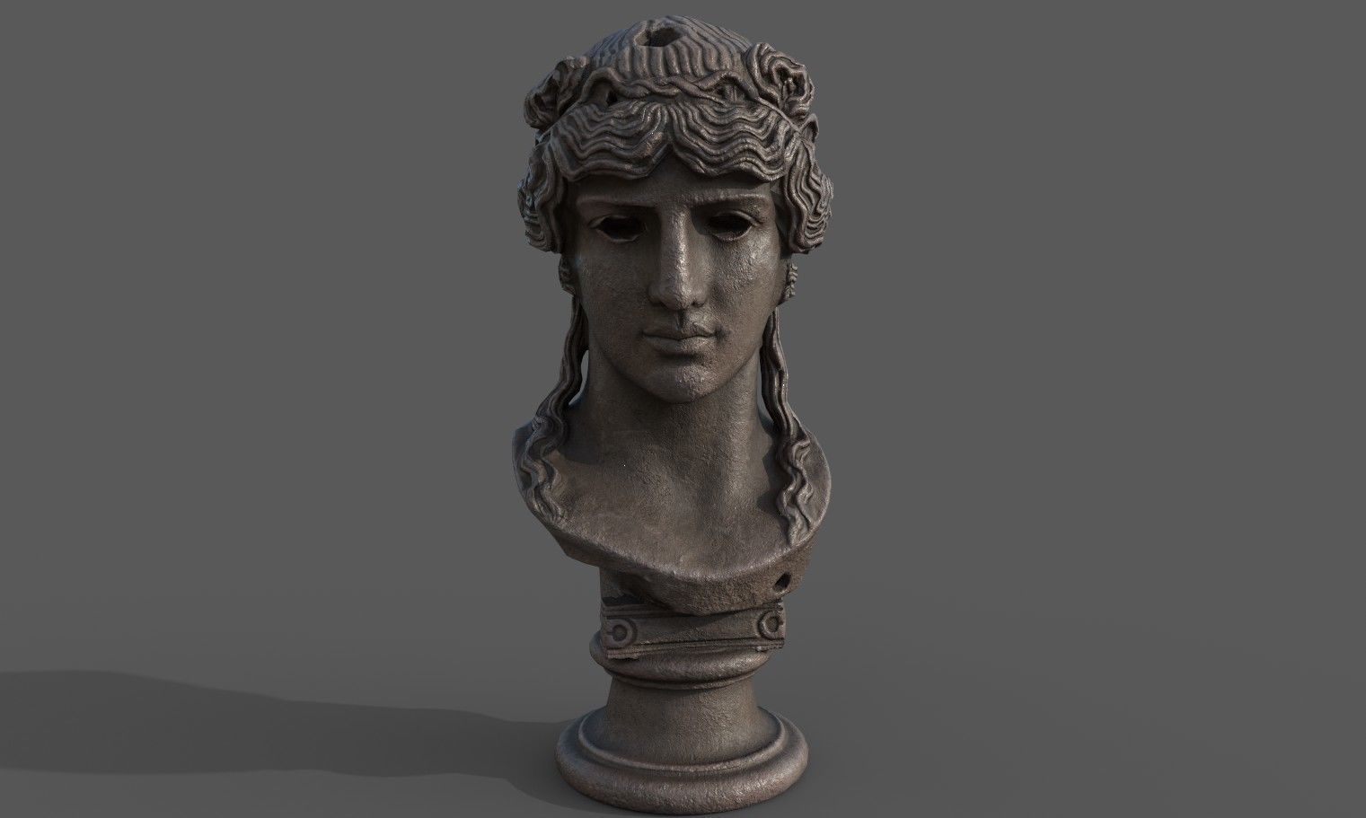 bust of Greek male - Antinous Mondragone Scan  Low-poly 3D model_8