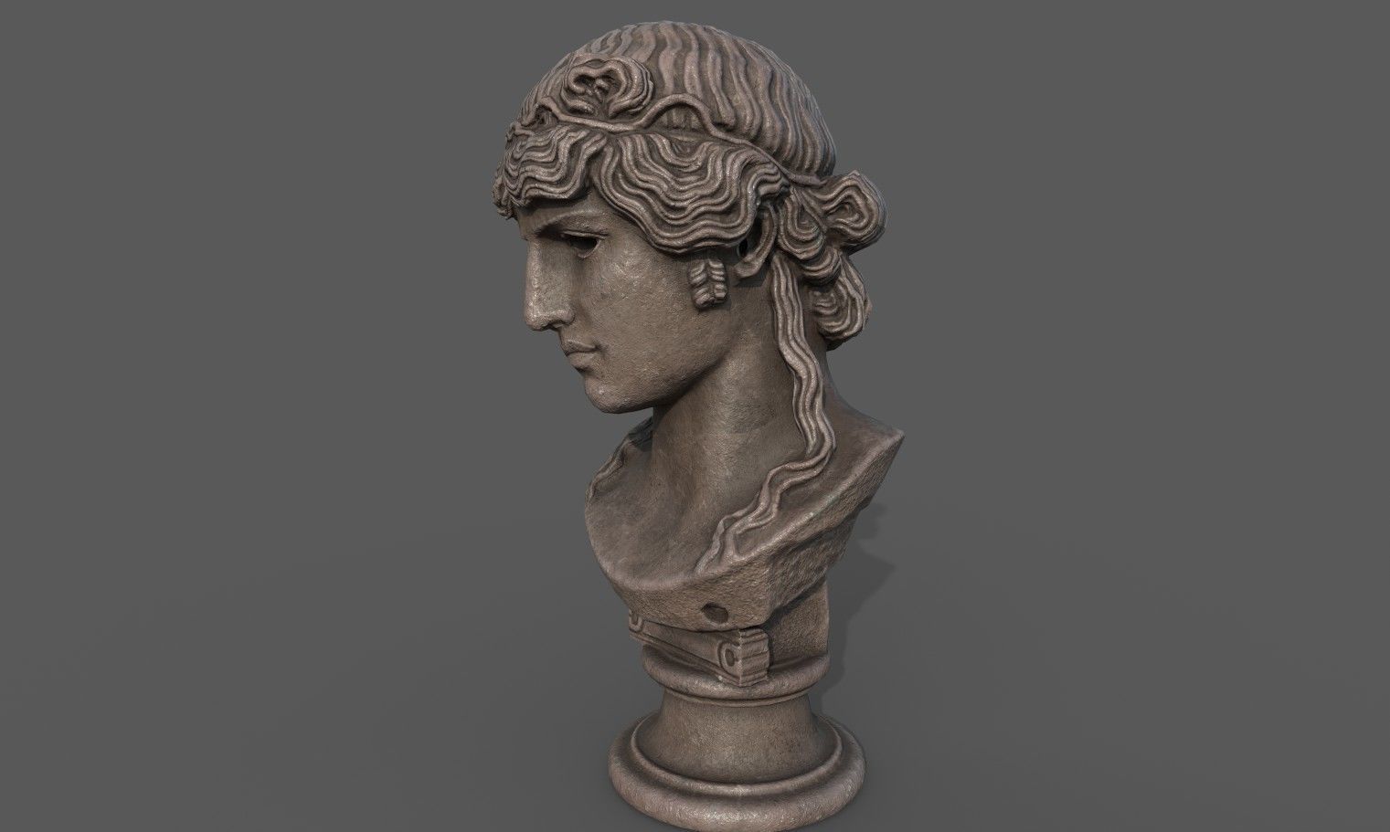 bust of Greek male - Antinous Mondragone Scan  Low-poly 3D model_6