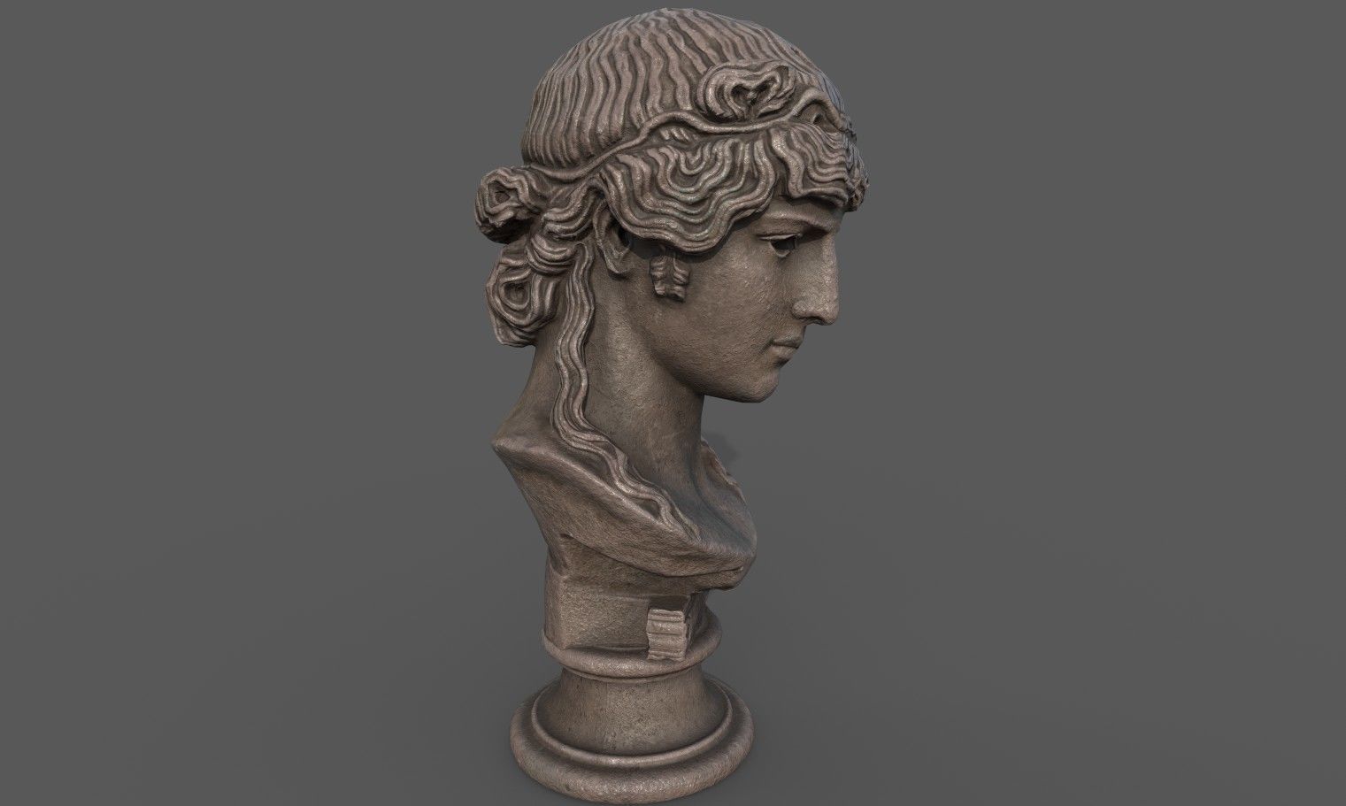 bust of Greek male - Antinous Mondragone Scan  Low-poly 3D model_12